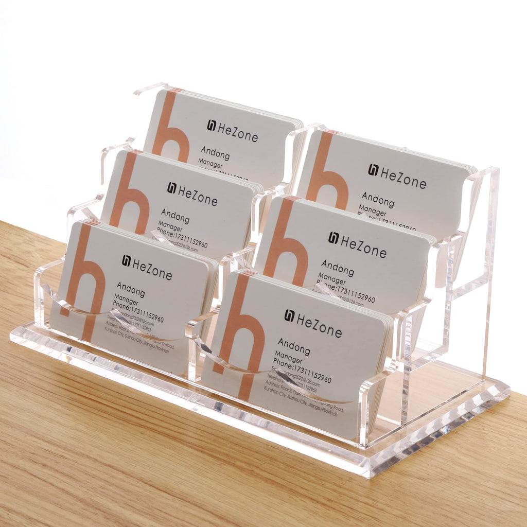 Business Card Holder for Desk 2 Tier 2 Slots, Clear Acrylic Business Card Display Stand for Women and Men, Organize 100 Cards-1 Pack (2 Slots-H)