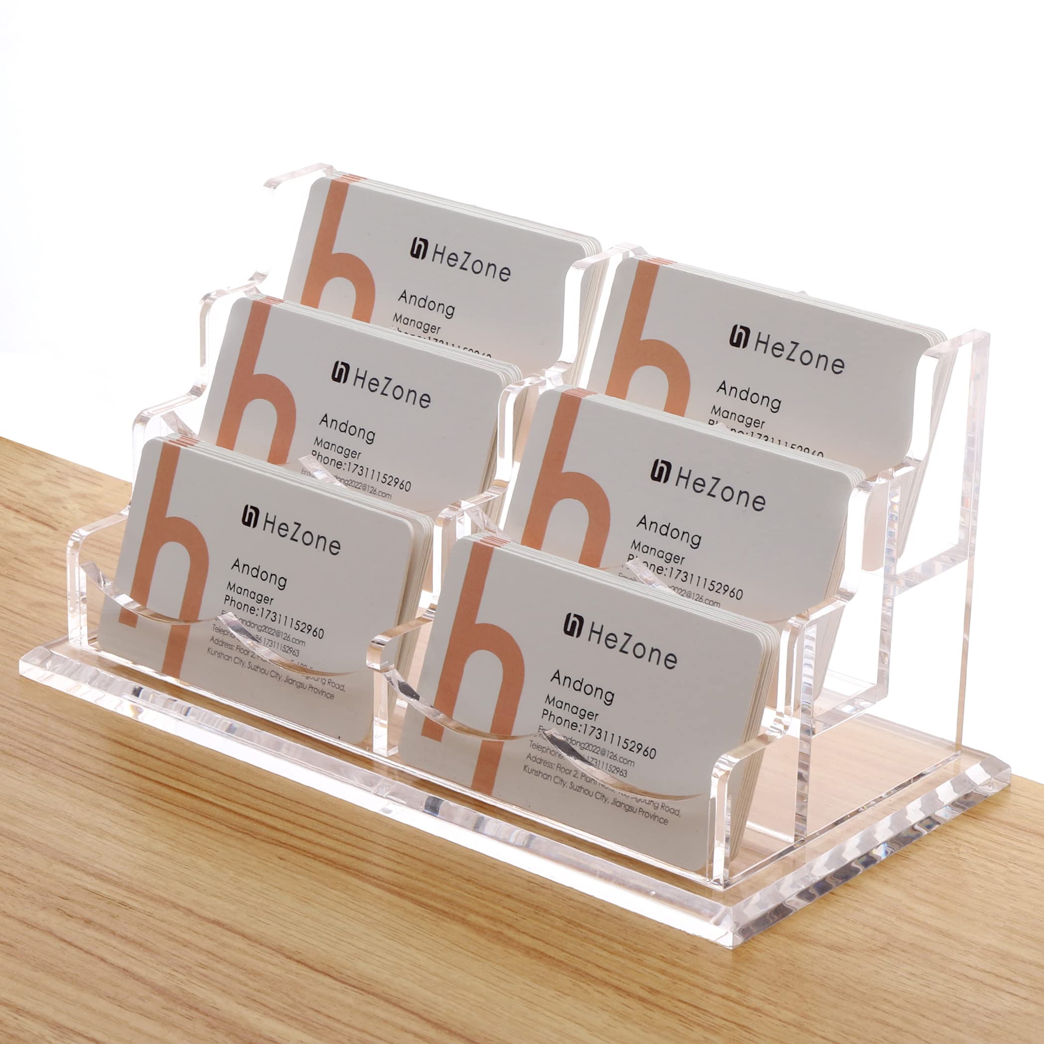 Business Card Holder for Desk 2 Tier 2 Slots, Clear Acrylic Business Card Display Stand for Women and Men, Organize 100 Cards-1 Pack (2 Slots-H)