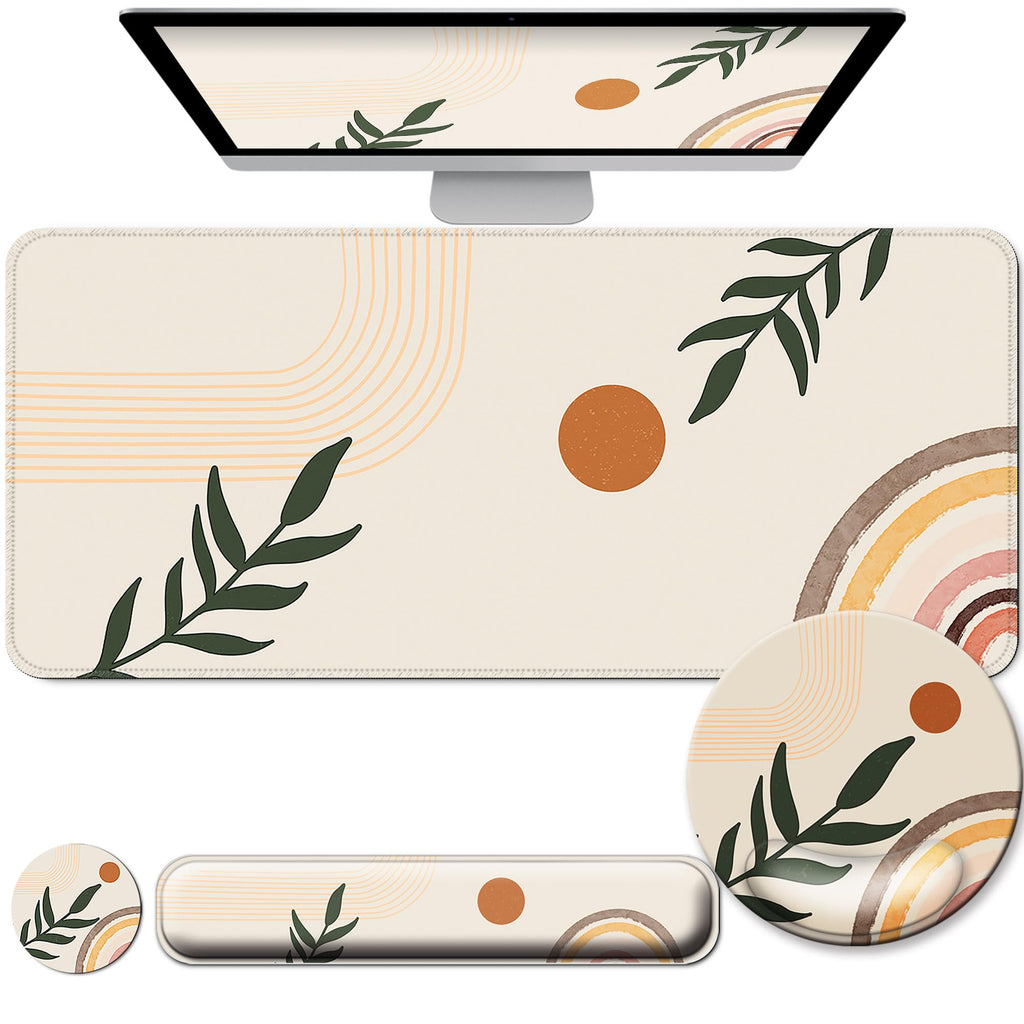 Desk Mat Set Keyboard and Mouse Pad with Wrist Rest Support