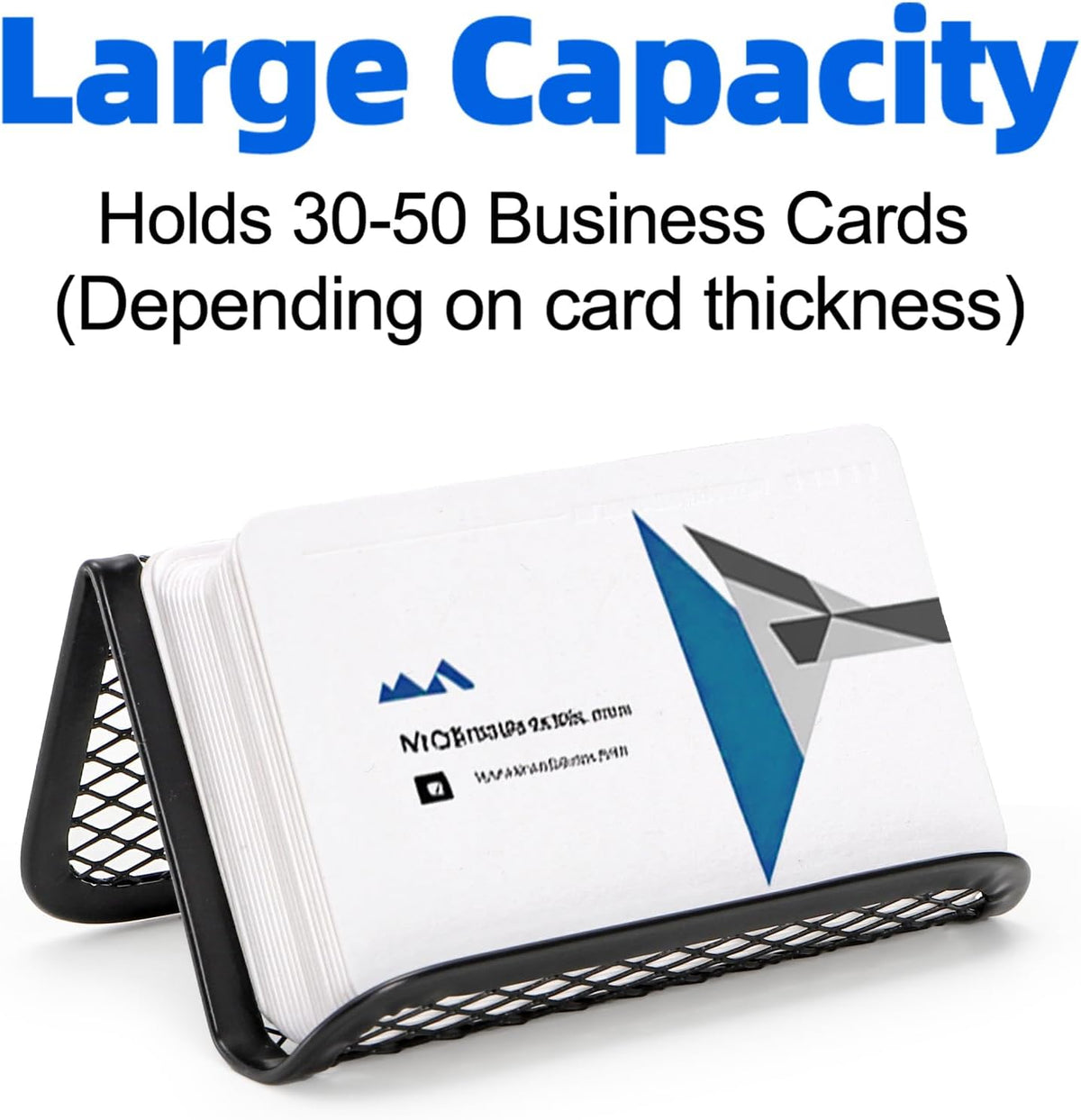 12 Pack Business Card Holder for Desk, Metal Mesh Business Card Stand Desktop Display Rack, Black Business Card Organizer Holds up to 50 Name Cards for Office