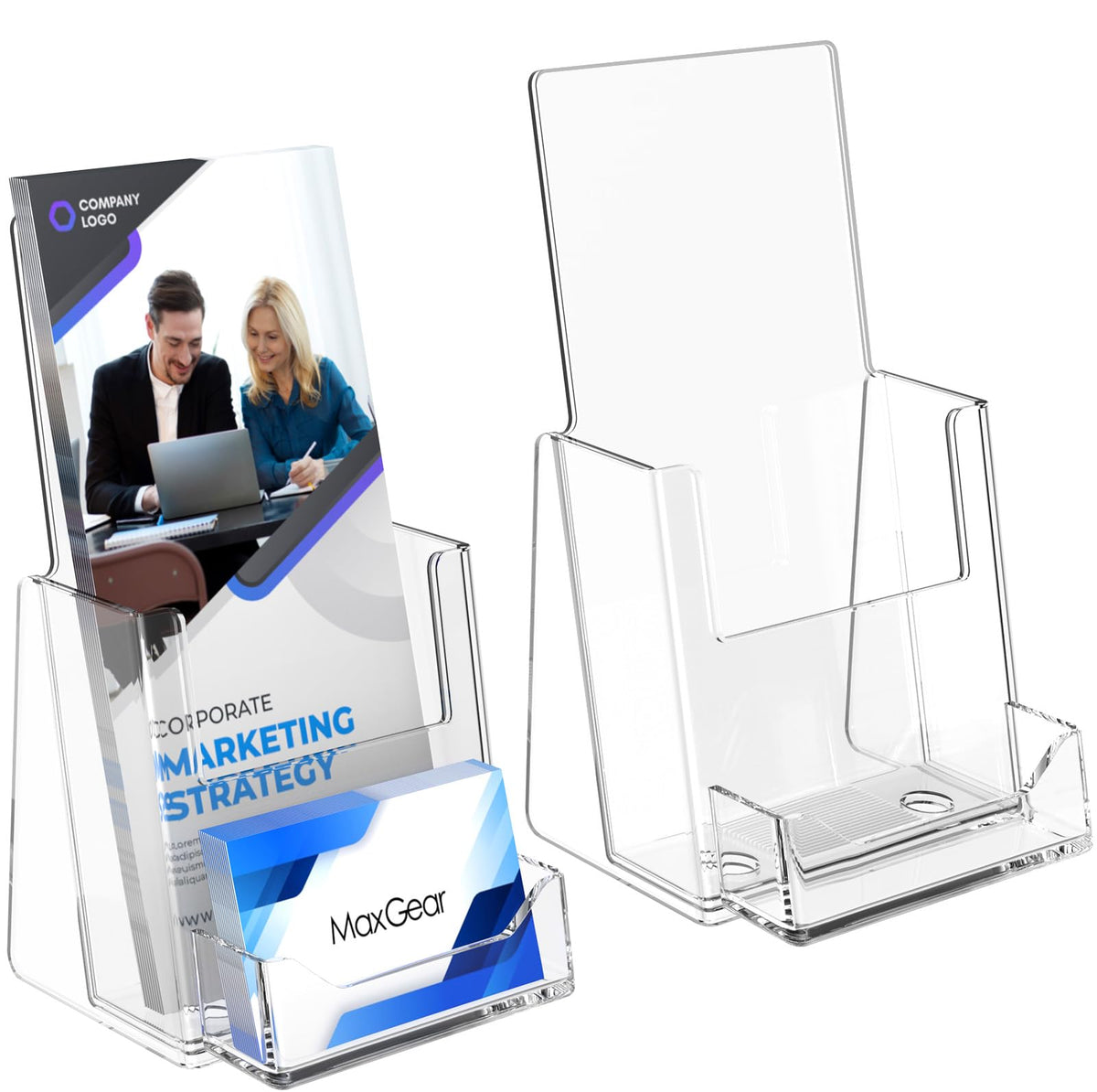 MaxGear Acrylic Brochure Holder Flyer Display Stand 4 x 9 Inch, 2 Pack