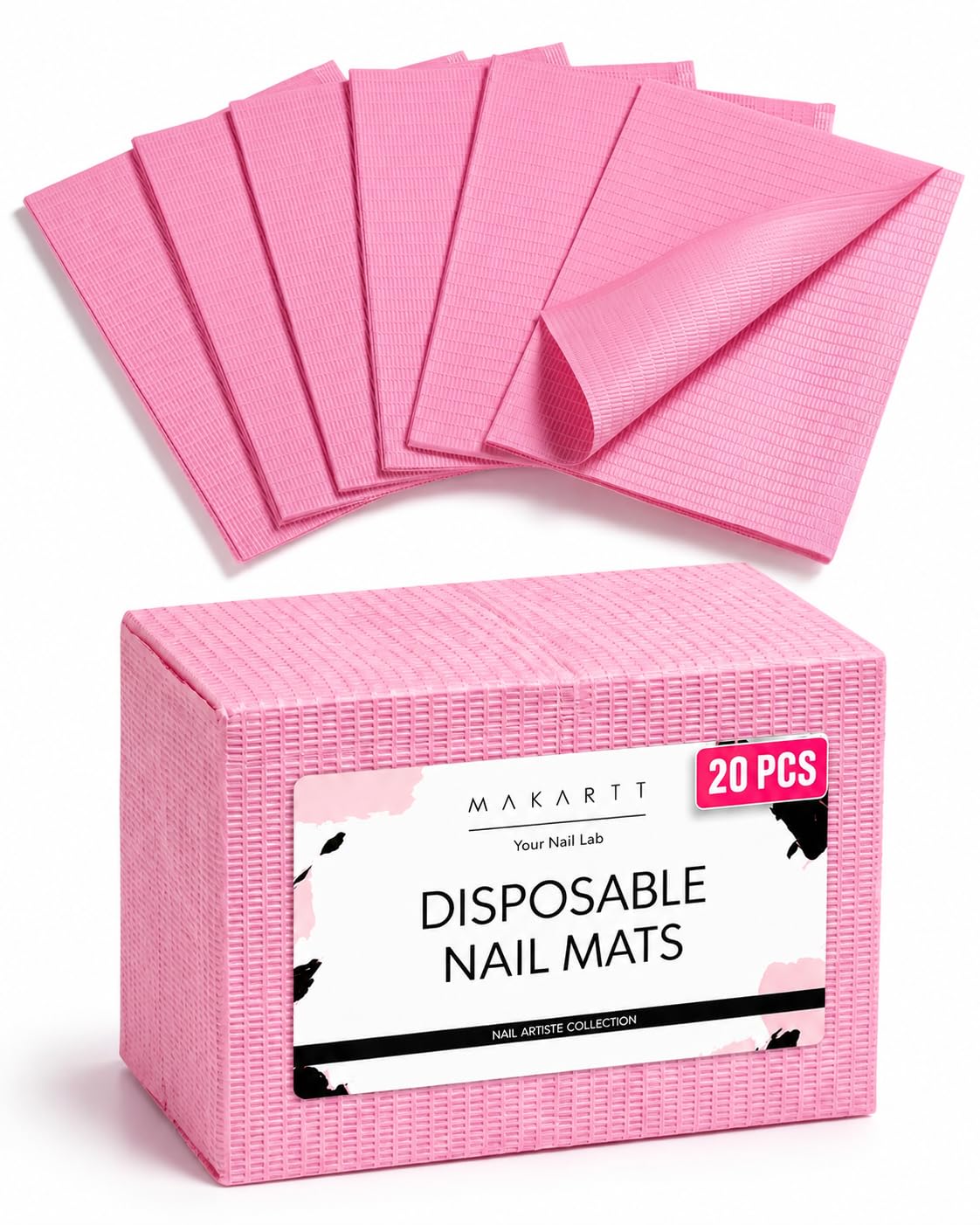 Makartt 50 Pcs Pink Disposable Nail Mats, 18"x13" Waterproof