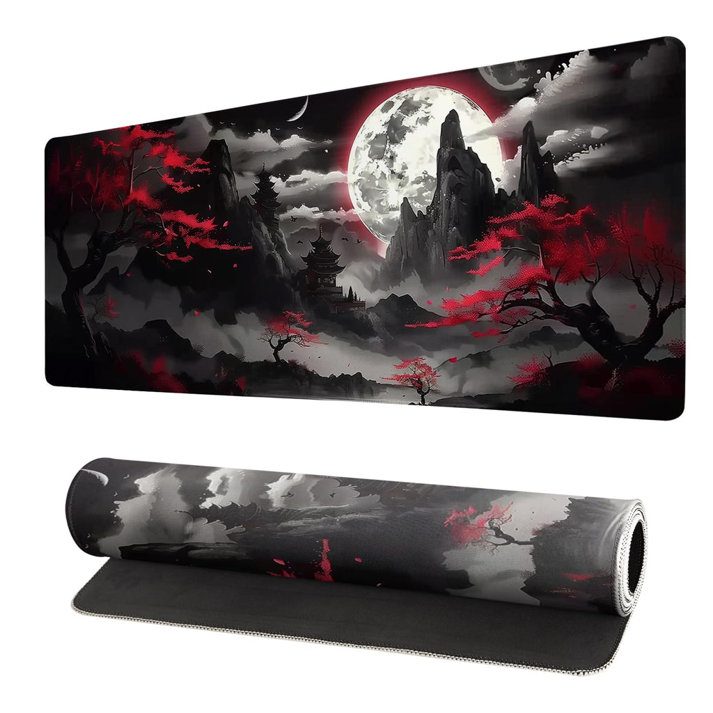 Japanese Mouse Pad, Large Japanese Desk Mat, XL Anime Gaming Keyboard Mat, Non-Slip Rubber Base, Big Extended Desk Protector for Home Office, 31.5”x11.8”