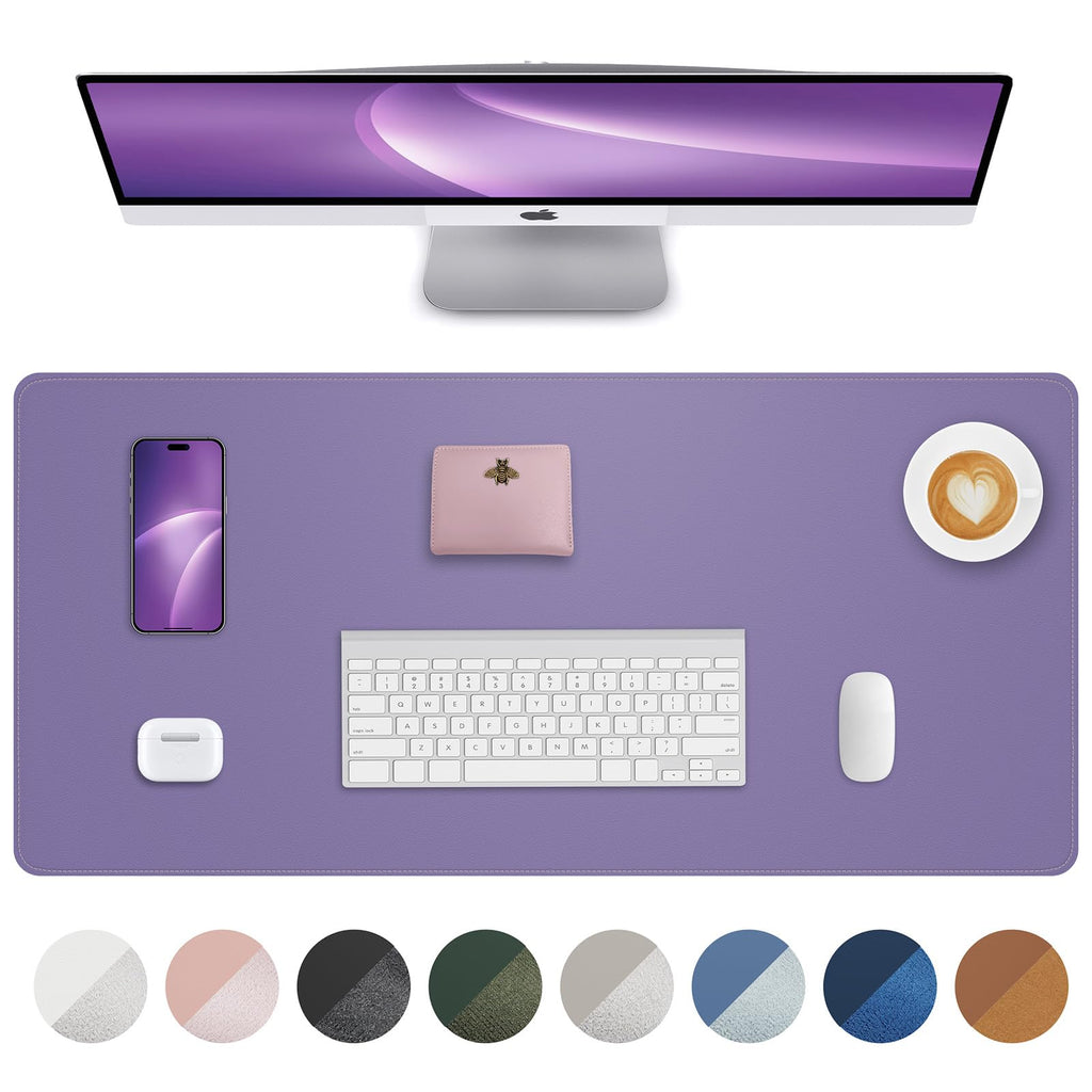 AFIING Large Desk Mat 55" x 24" - PU Leather Desk Pad Protector, Waterproof Non-Slip Extended Mouse Pad for Office Desk, Keyboard, Laptop and Home Workspace (Black)