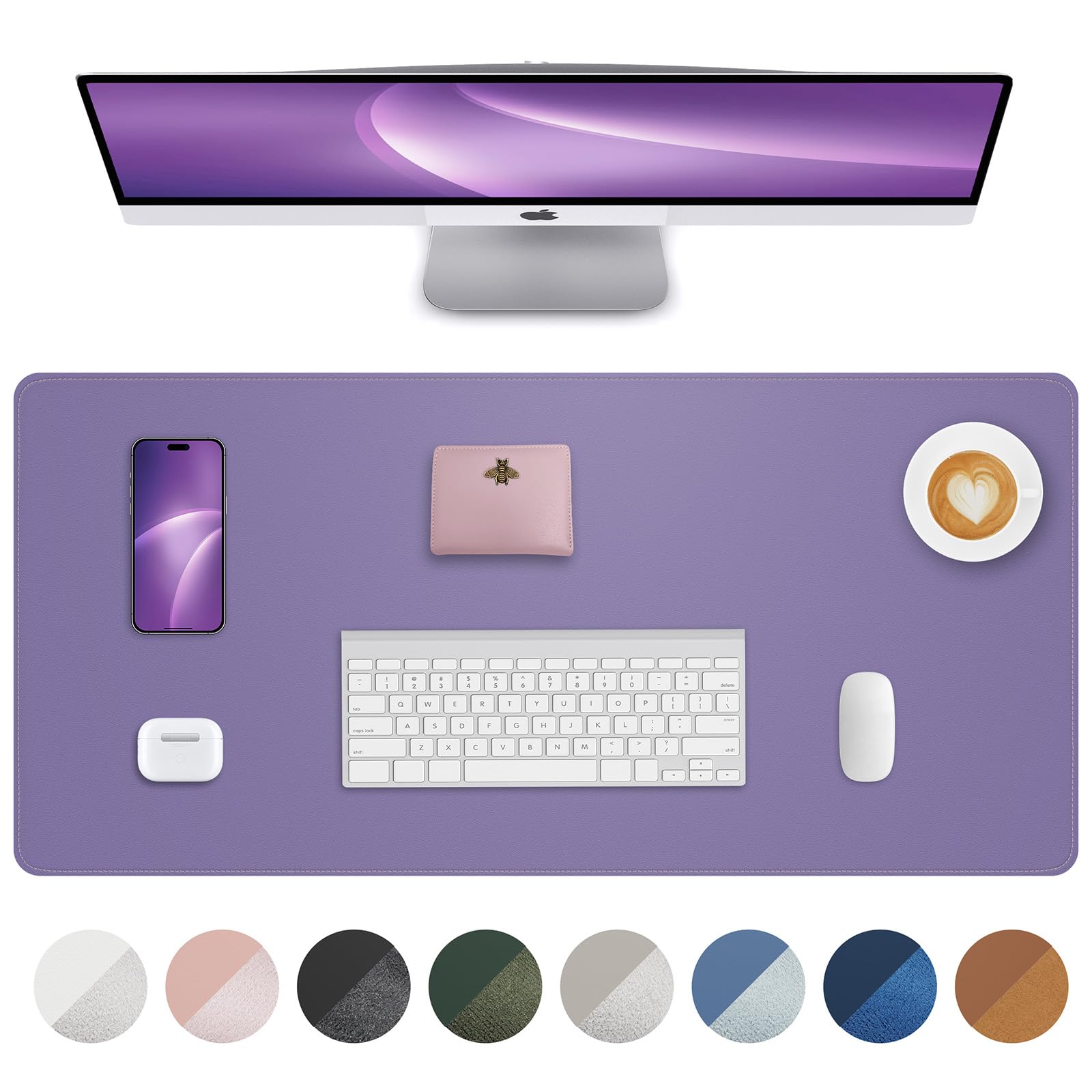 AFIING Large Desk Mat 55" x 24" - PU Leather Desk Pad Protector, Waterproof Non-Slip Extended Mouse Pad for Office Desk, Keyboard, Laptop and Home Workspace (Black)