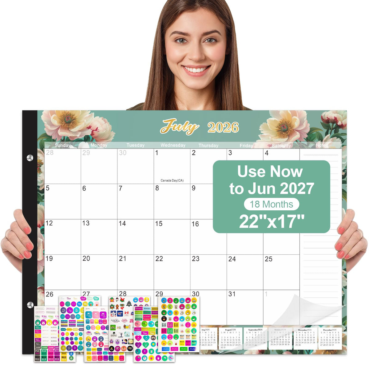 Large Desk Calendar 2026-2027,Jul 2026-Dec 2027,Gannyfer 18-Month Calendar