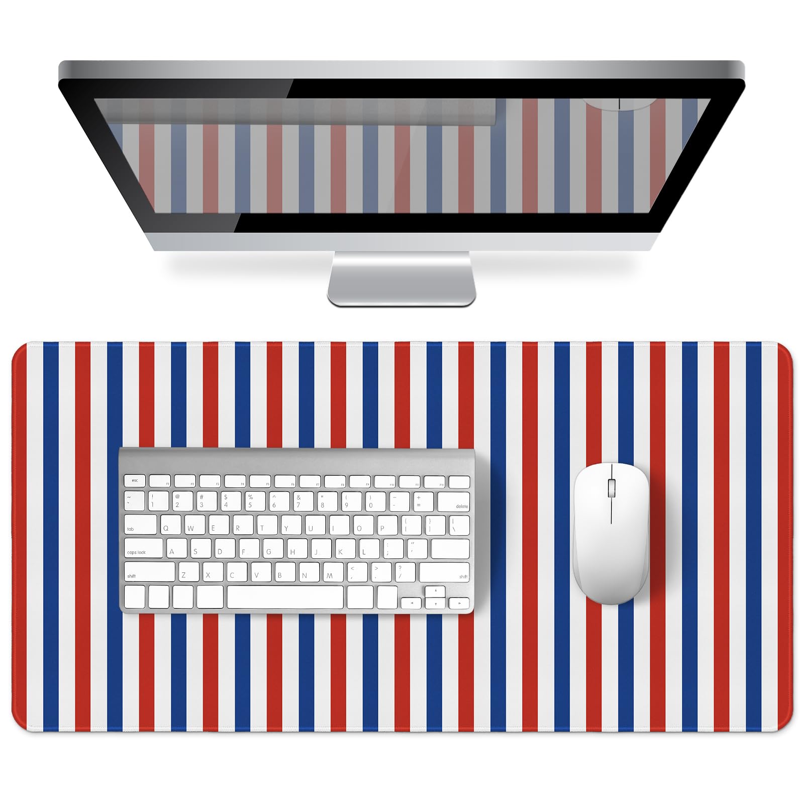 Green Striped Desk Mat Large Mouse Pad Cute Desk Pad Keyboard Computer Mat