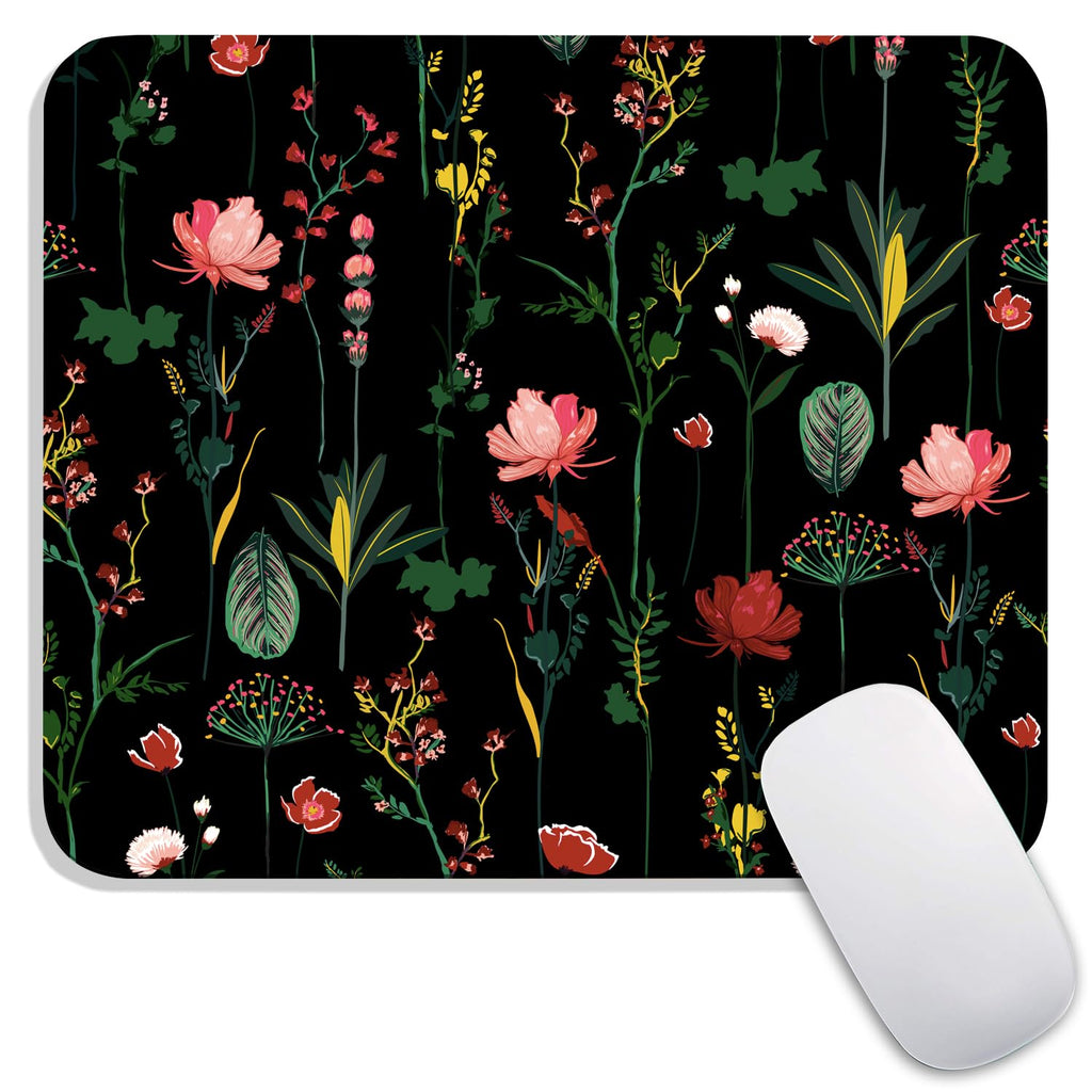 Square Mouse Pad Beautiful Flowers Plants, Personalized Premium-Textured Custom Mouse Mat Design, Washable Mousepad Cloth, Non-Slip Rubber Base Computer Mouse Pads for Wireless Mouse