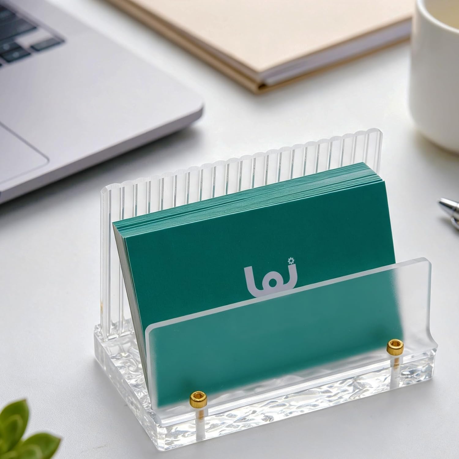 Business Card Holder for Desk, Acrylic Cards Display, Fits 80 Cards