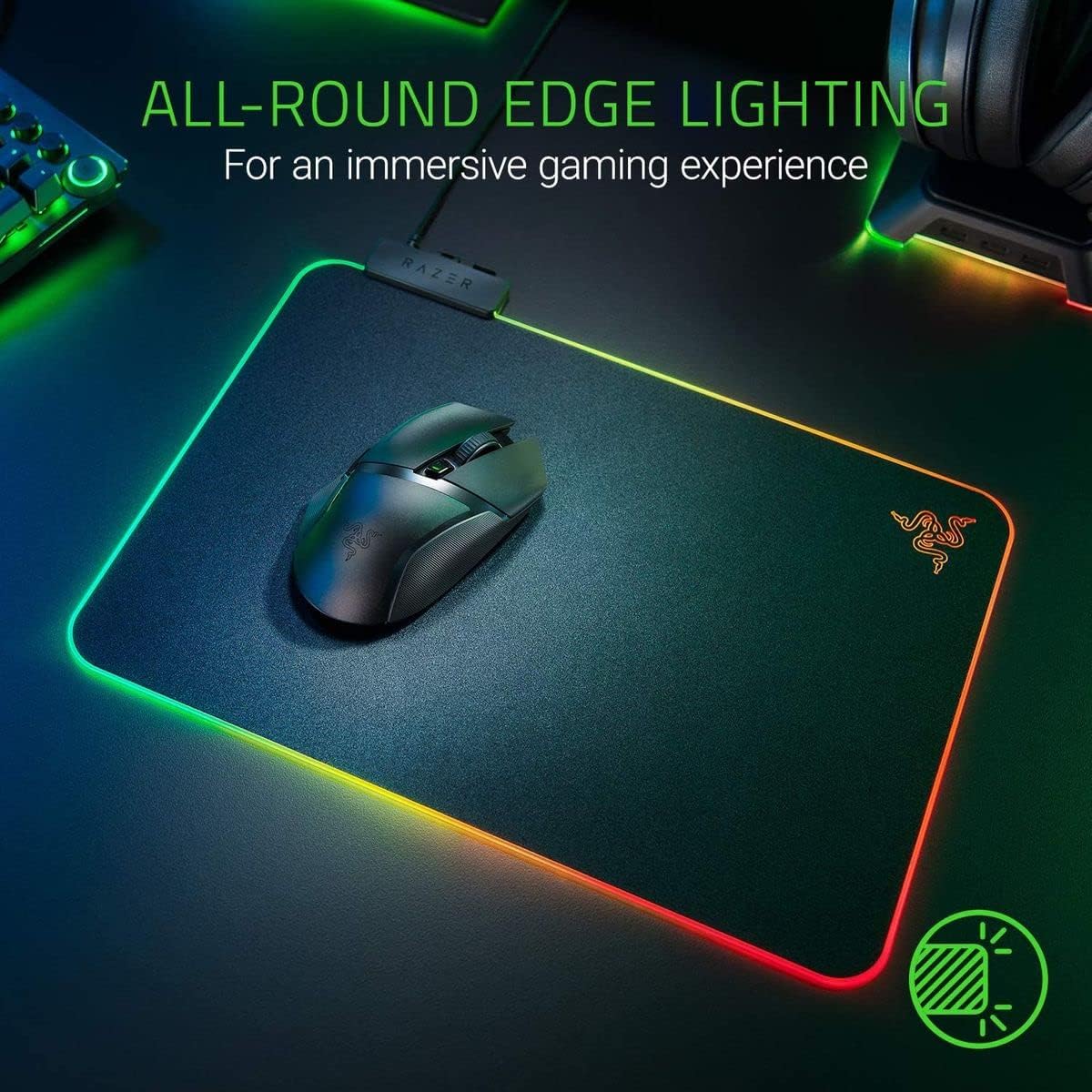 Razer Firefly Hard V2 RGB Gaming Mousepad, Customizable Chroma Lighting