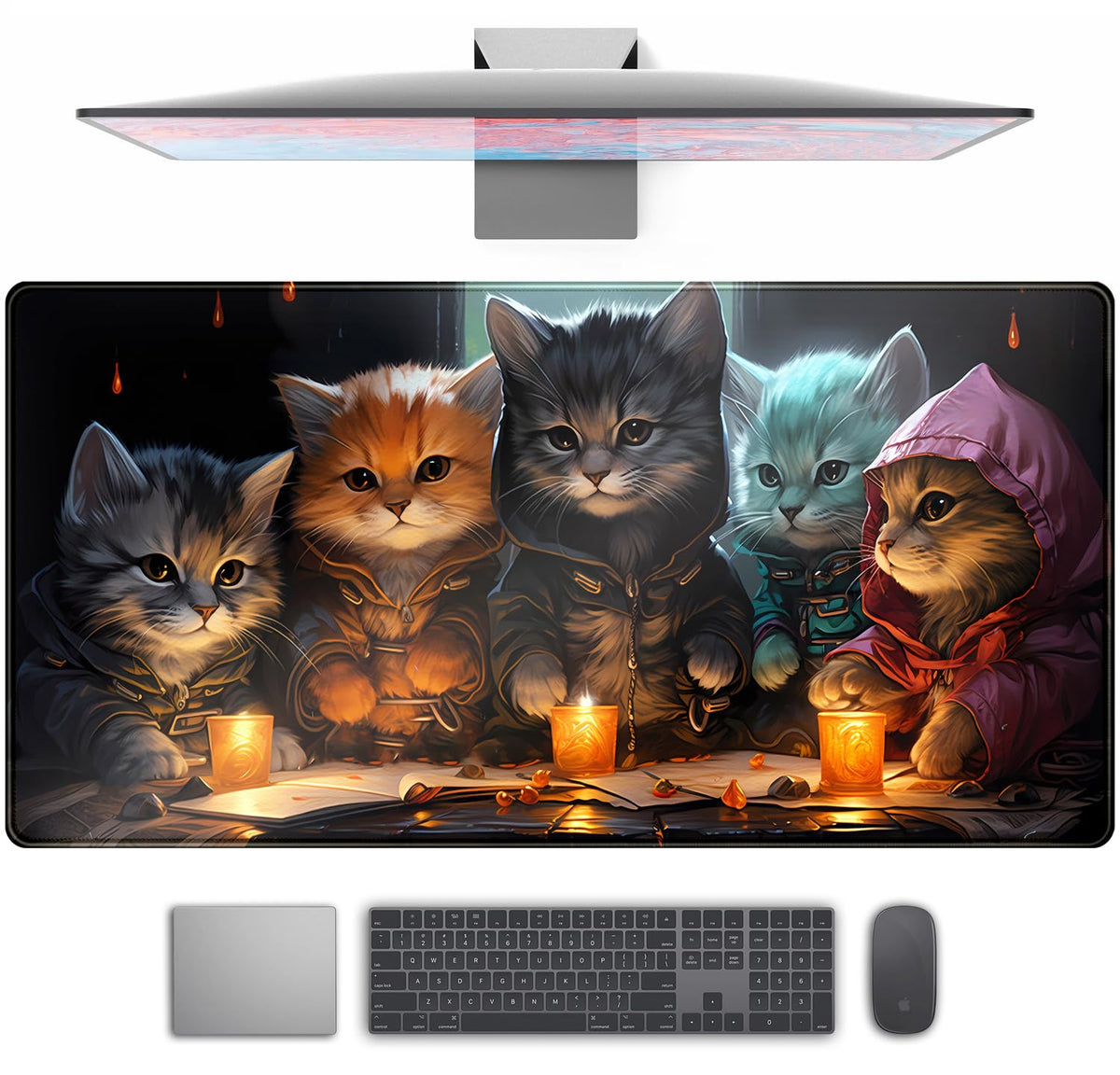 Desk Mat Forest Library Book Mouse Pad Big Desk Pad XXL Extended Gaming Large Mouse Pad for Desk Rubber Base Mousepad with Stitched Edges, Keyboard Mouse Mat for Work Game Office Home 31.5x15.7 in