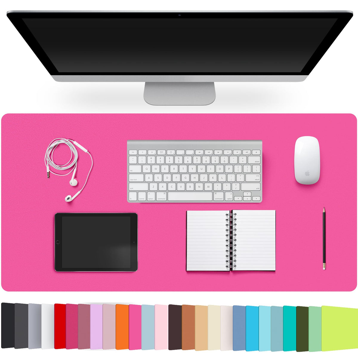 Leather Desk Pad Protector,Non-Slip Desk Pad(Black, 23.6" x 13.7")