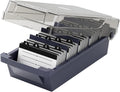 MaxGear Business Card Holder Desk, Large Plastic Business Card Box with Lid