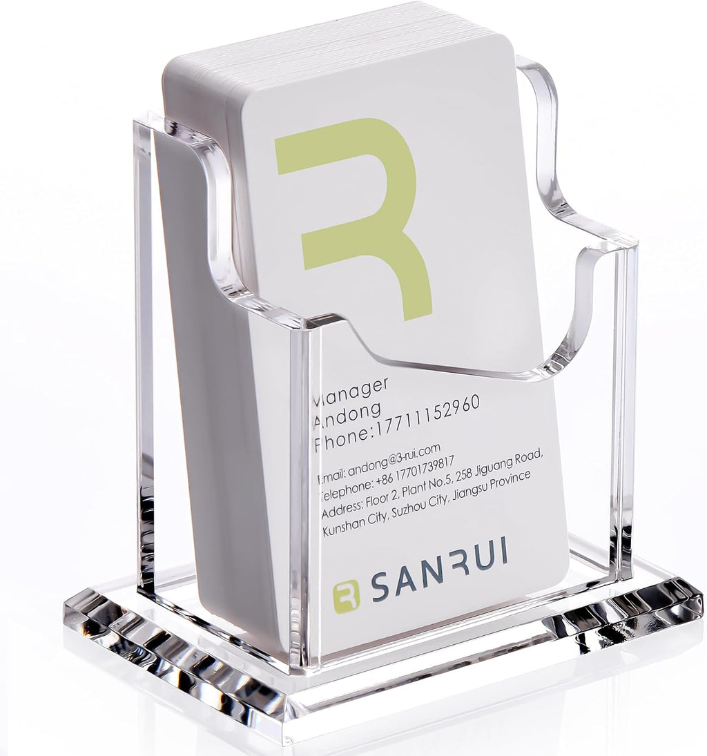 SANRUI Acrylic Business Card Holder for Desk, Clear Vertical Card Organizer
