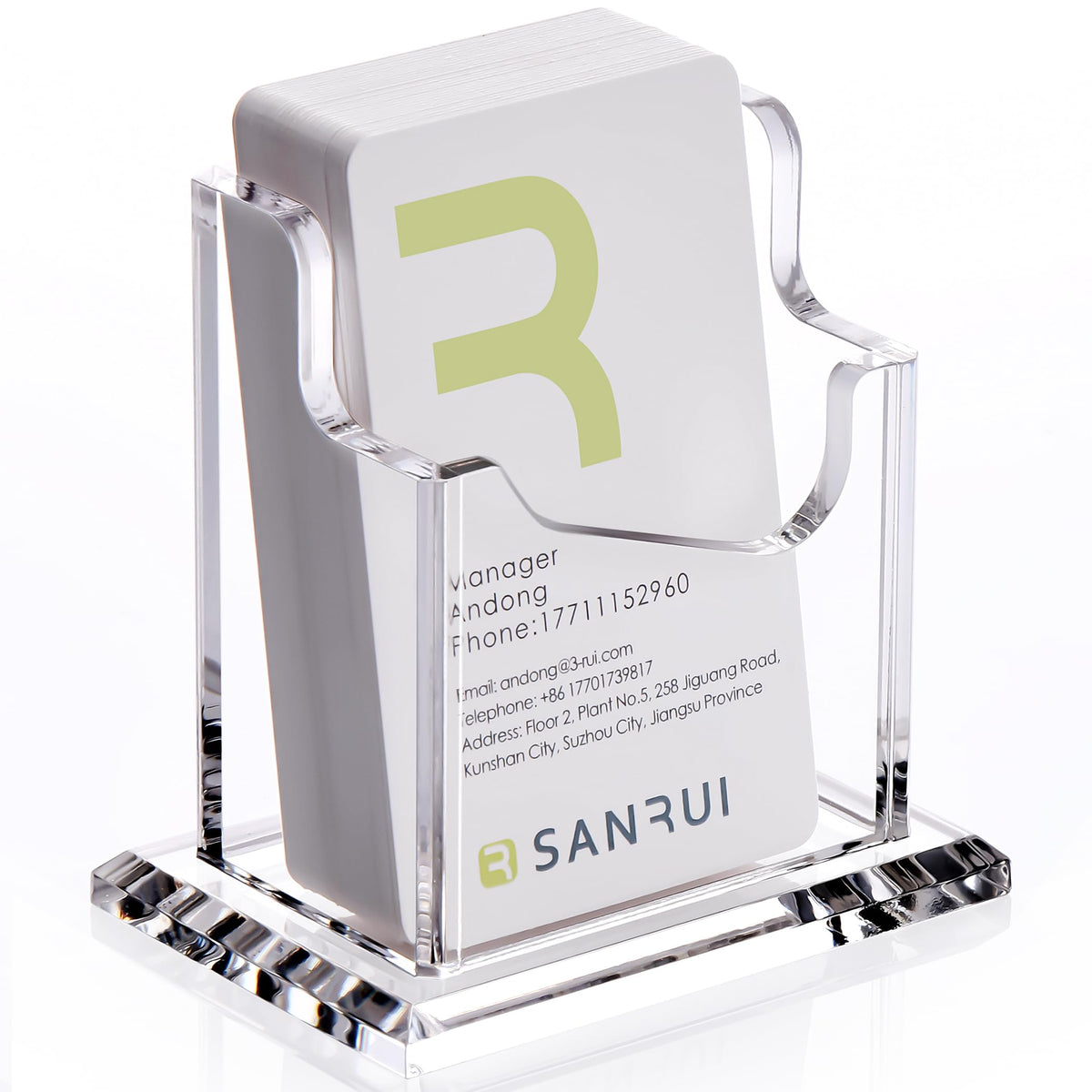SANRUI Acrylic Business Card Holder for Desk, Clear Vertical Card Organizer