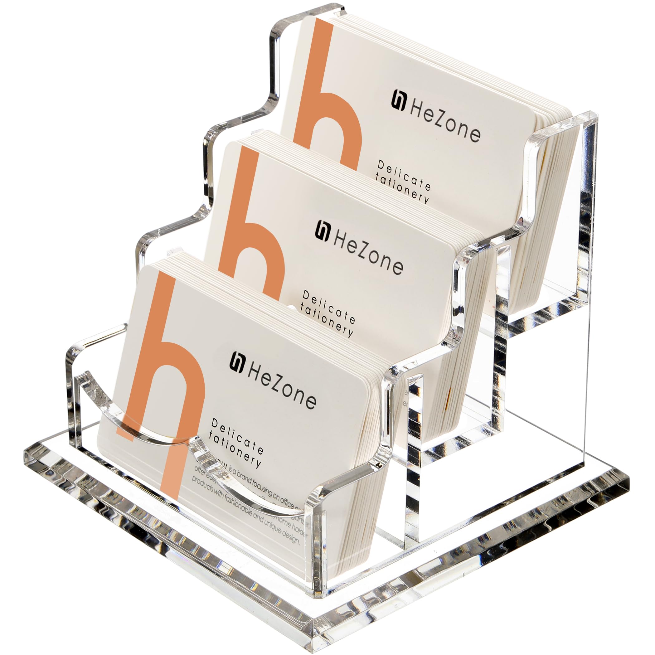 Business Card Holder for Desk 2 Tier 2 Slots, Clear Acrylic Business Card Display Stand for Women and Men, Organize 100 Cards-1 Pack (2 Slots-H)