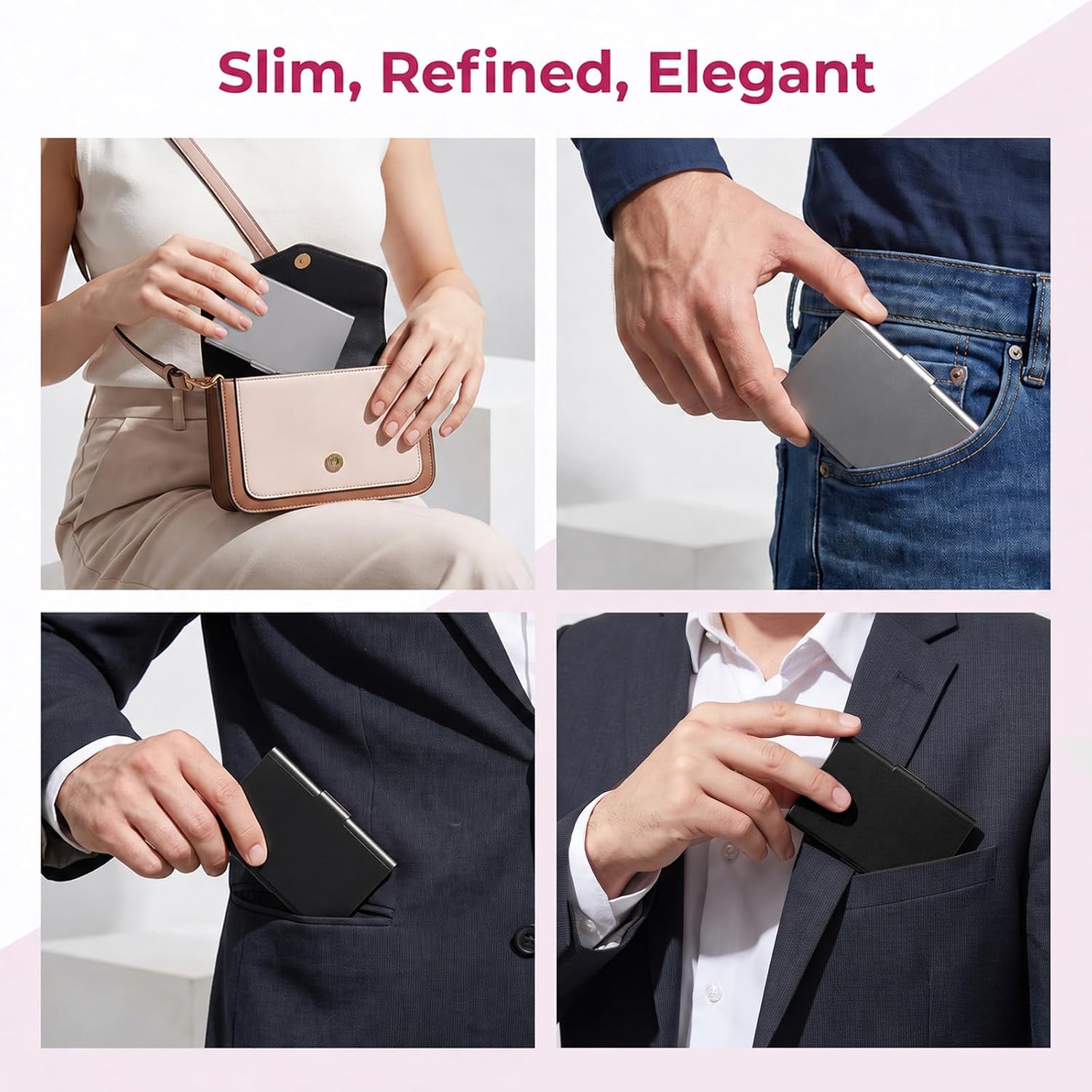 2Pcs Business Card Case, Business Card Holder for Purse
