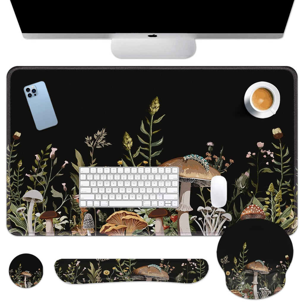 Britimes Keyboard Mouse Pad Set, 4 in 1 Desk Mat Set, Pink Rose Gold