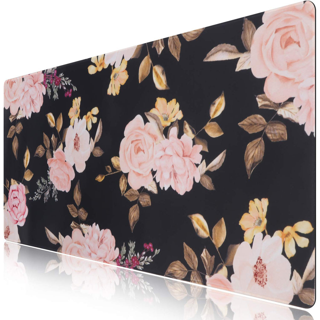 iCasso Desk Cover Mat, Office Mouse Pad,35.4x15.7in,Retro Black
