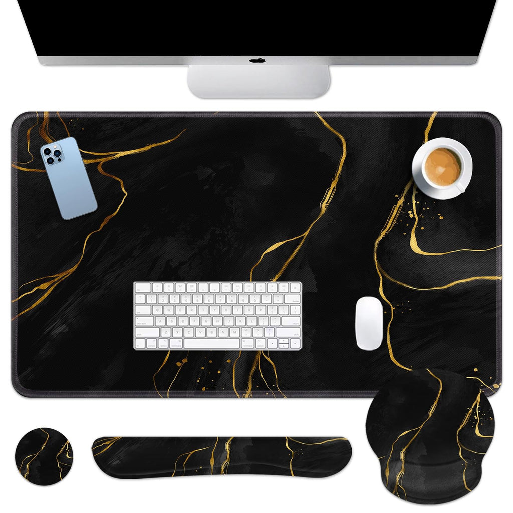 Britimes Keyboard Mouse Pad Set, 4 in 1 Desk Mat Set, Pink Rose Gold