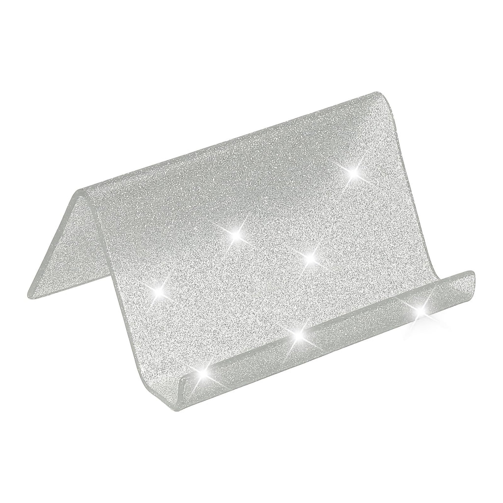 PATIKIL Business Card Holder for Desk, Acrylic Business Card Holders Shine Card Stand Organizer Cards Display for Office Exhibition, Pink