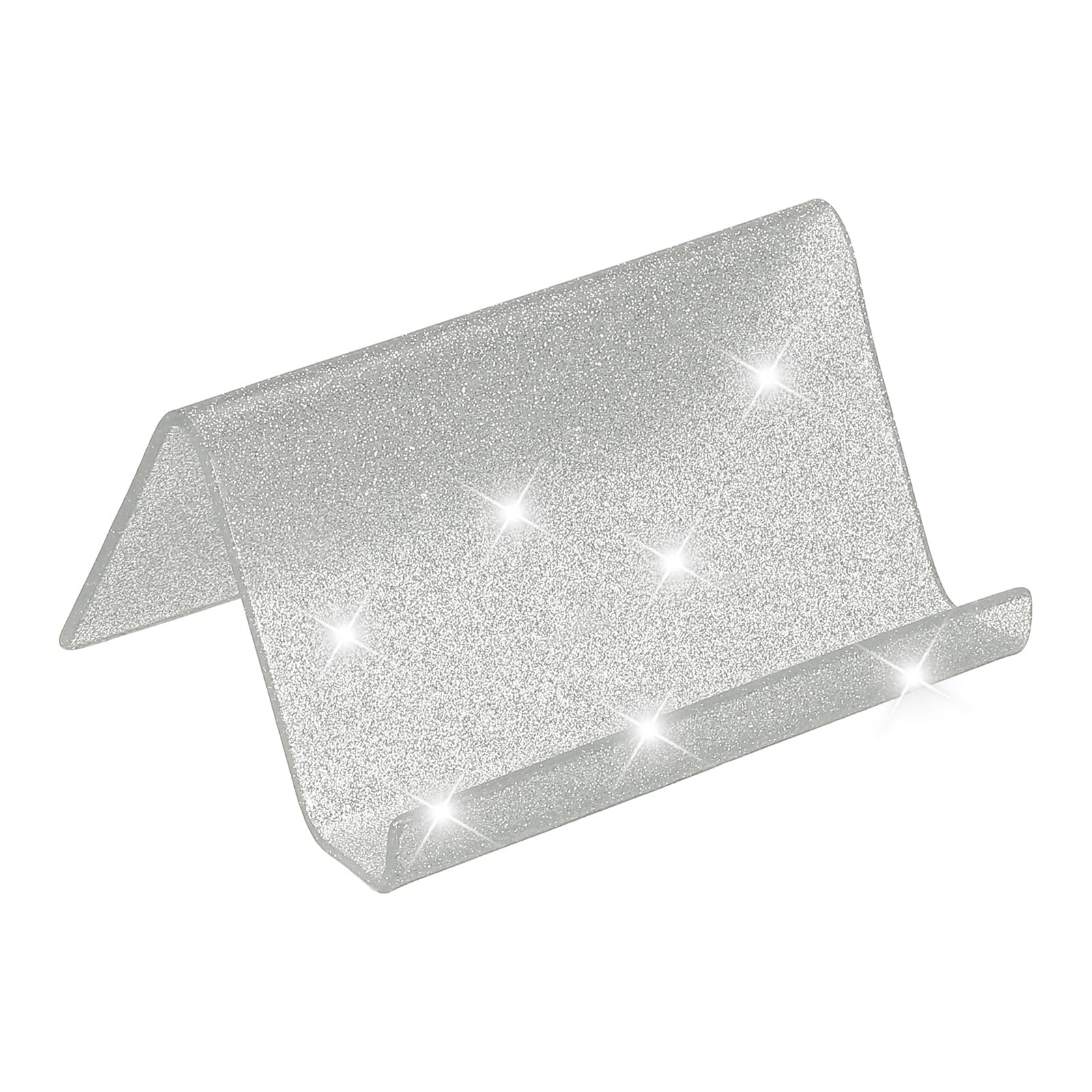 PATIKIL Business Card Holder for Desk, Acrylic Business Card Holders Shine Card Stand Organizer Cards Display for Office Exhibition, Pink