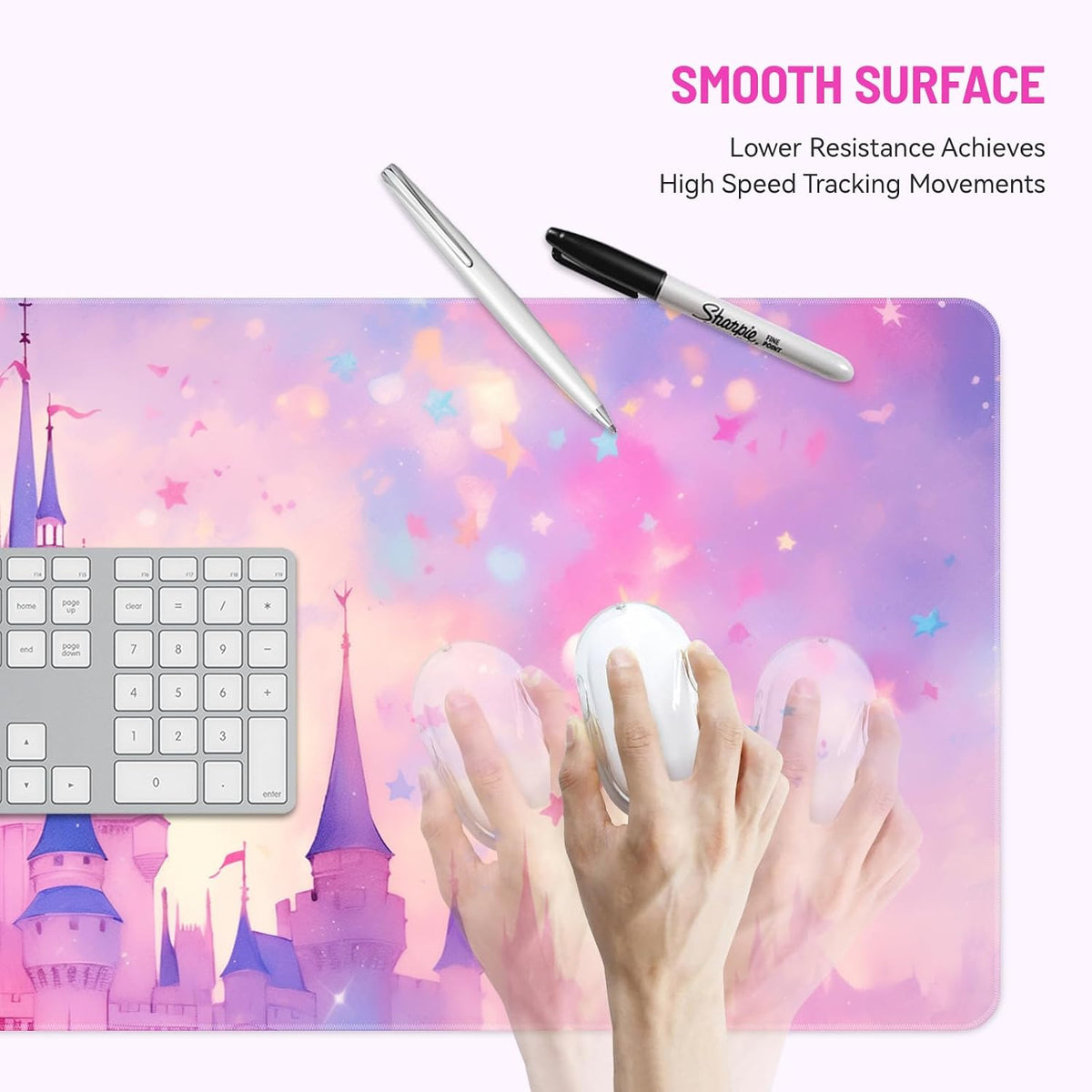 Cute Desk Mat for Keyboard Desktop Extra Large Mouse Pad, Castle