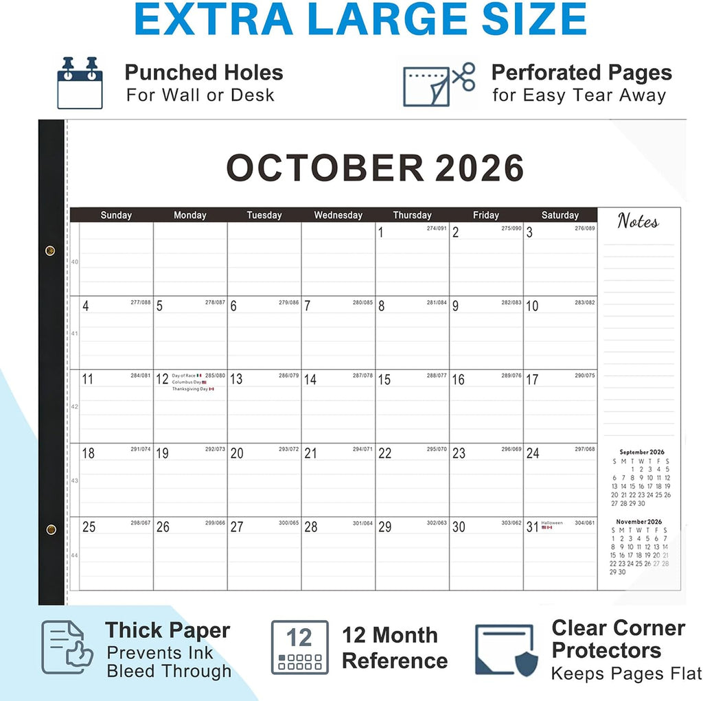 Desk calendar 2026-2027 22"x17" Desk Top Calendar with plastic cover