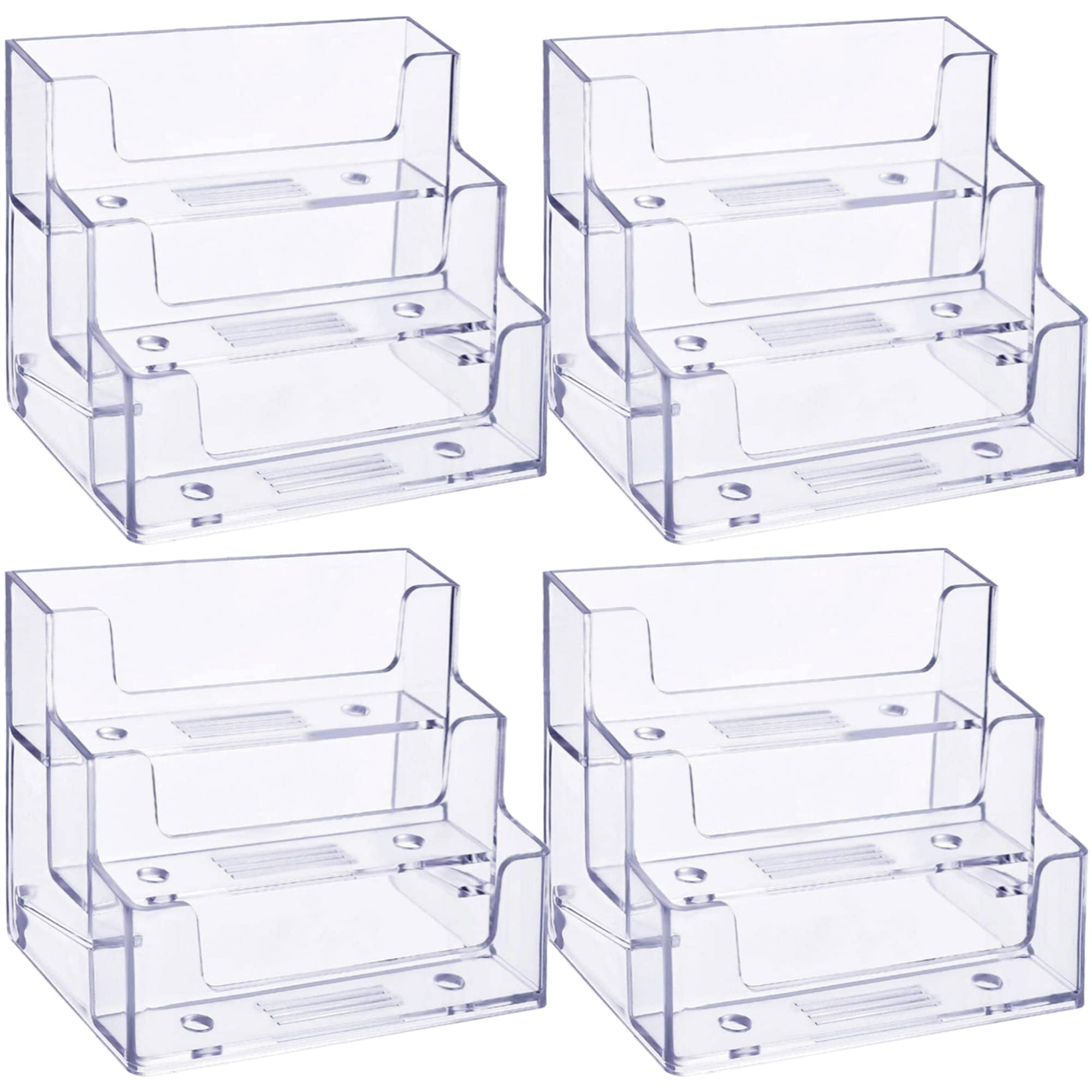 TecUnite 2 Pieces Business Card Holder for Desk 3 Tier Clear Acrylic Stand
