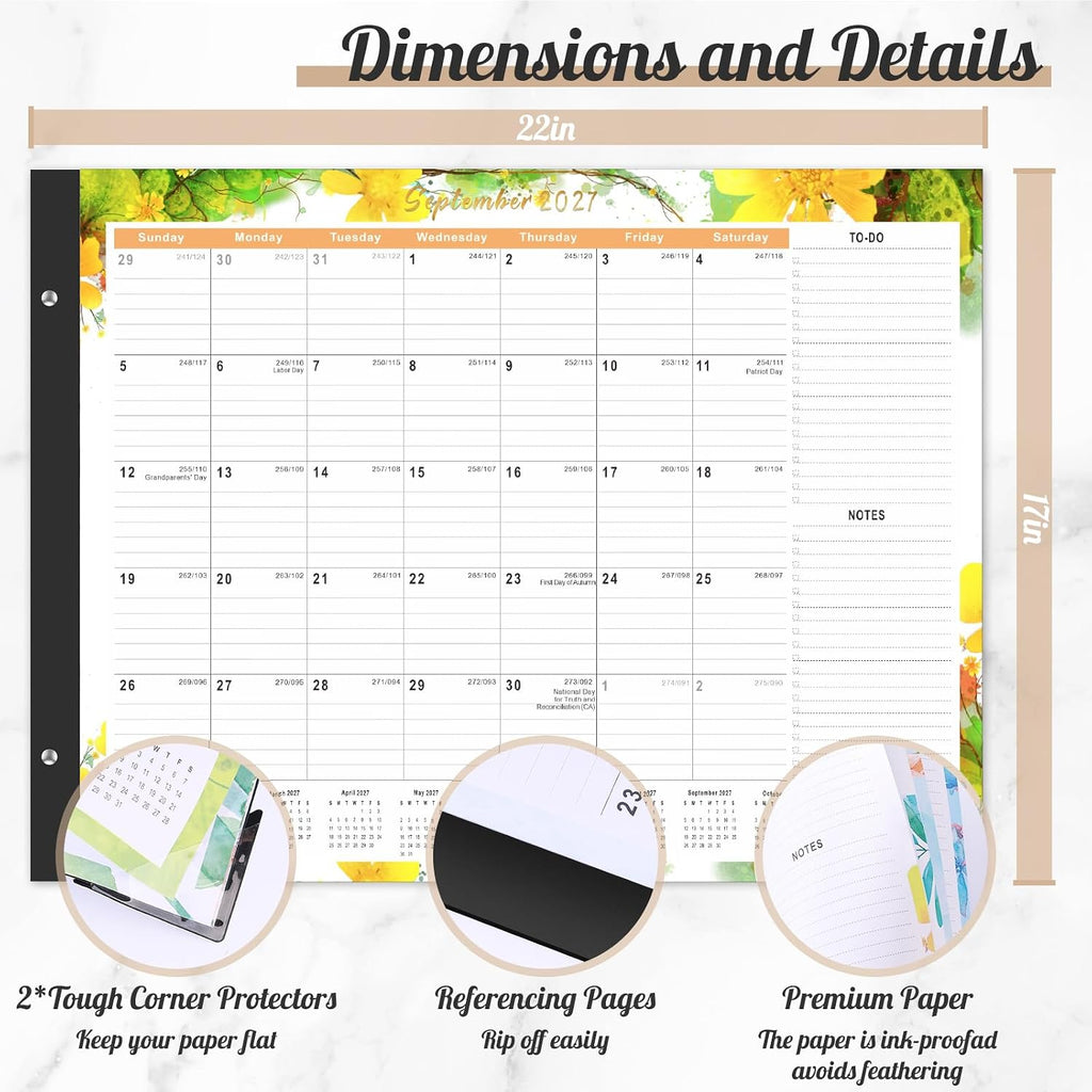 Large Desk Calendar 2026-2027,Jul 2026-Dec 2027,Gannyfer 18-Month Calendar