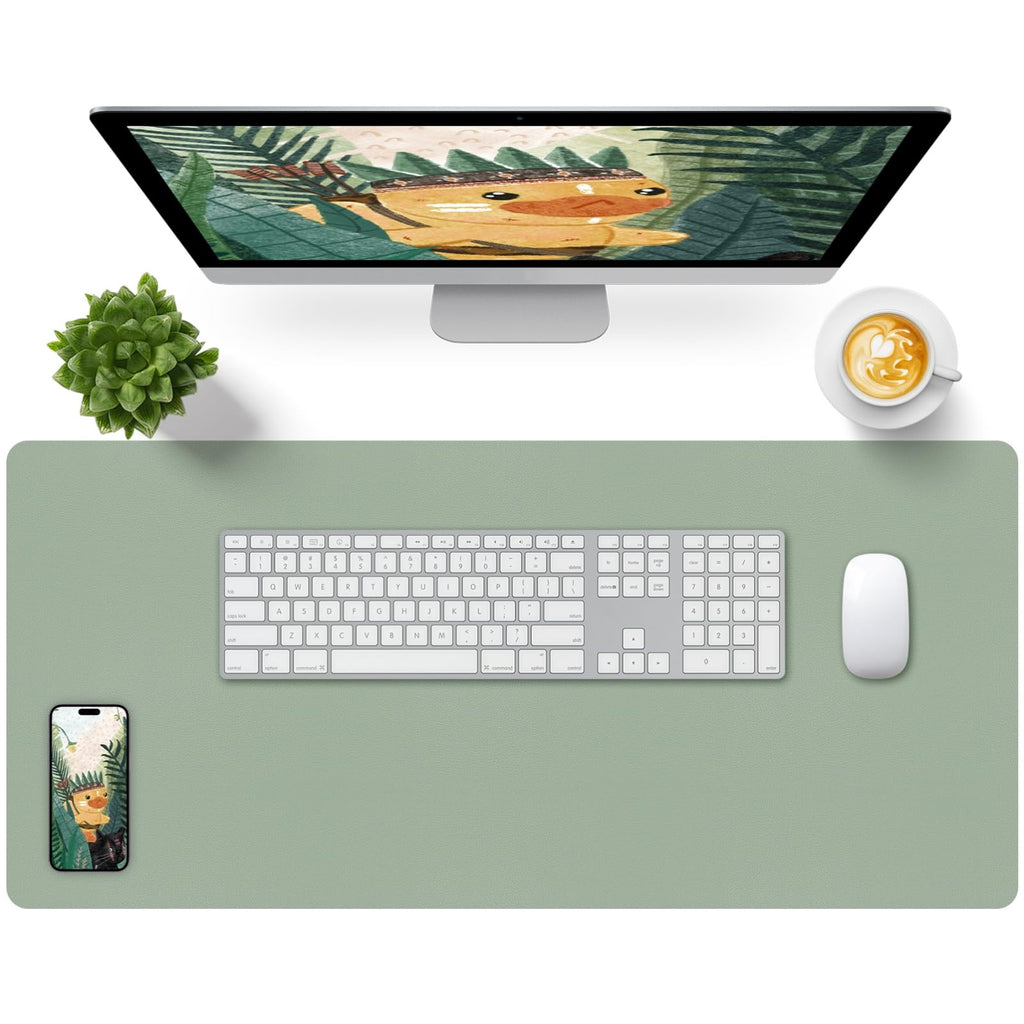 Bloss Leather Desk Pad and Keyboard Wrist Rest, Large Mouse Pad + Keyboard Pad+Mouse Wrist Support, Non-Slip Desk Mat Protector for Office, Home(31.5×15.7 Inches,Beige)