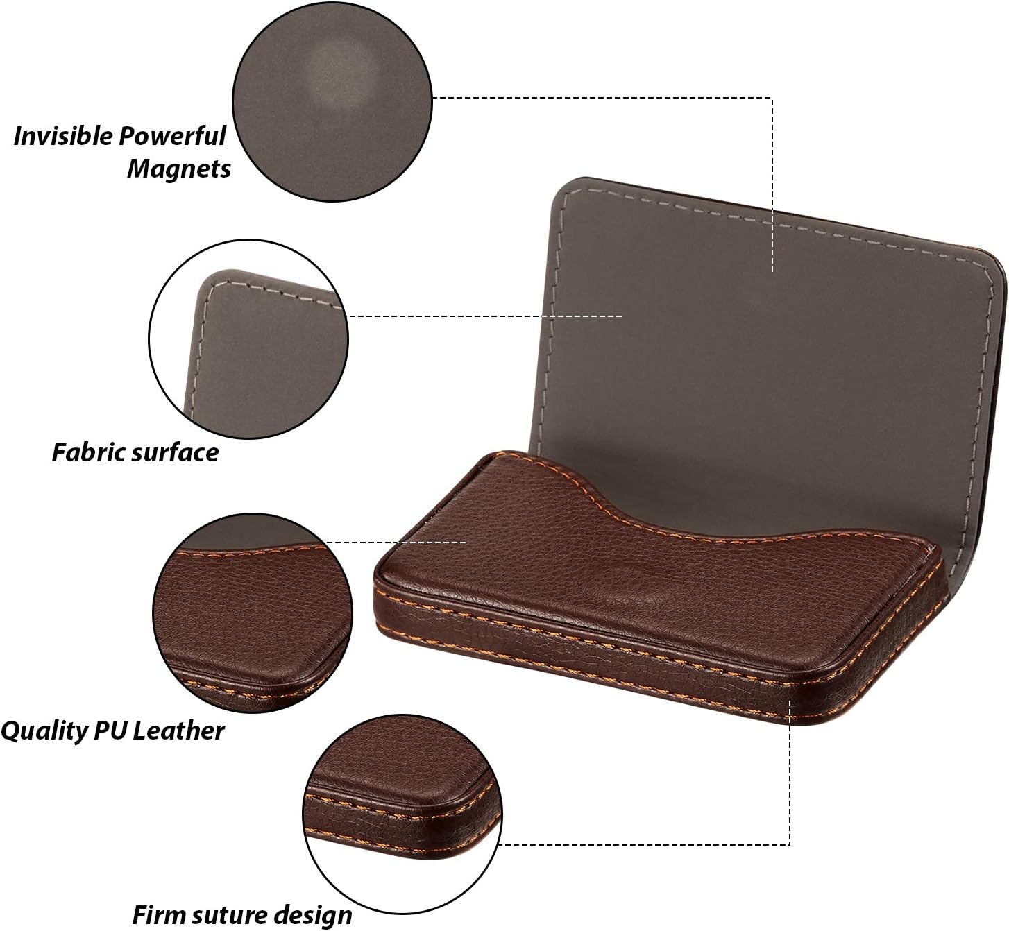 Outus 2 Pcs Business Card Holder PU Leather, Black and Coffee