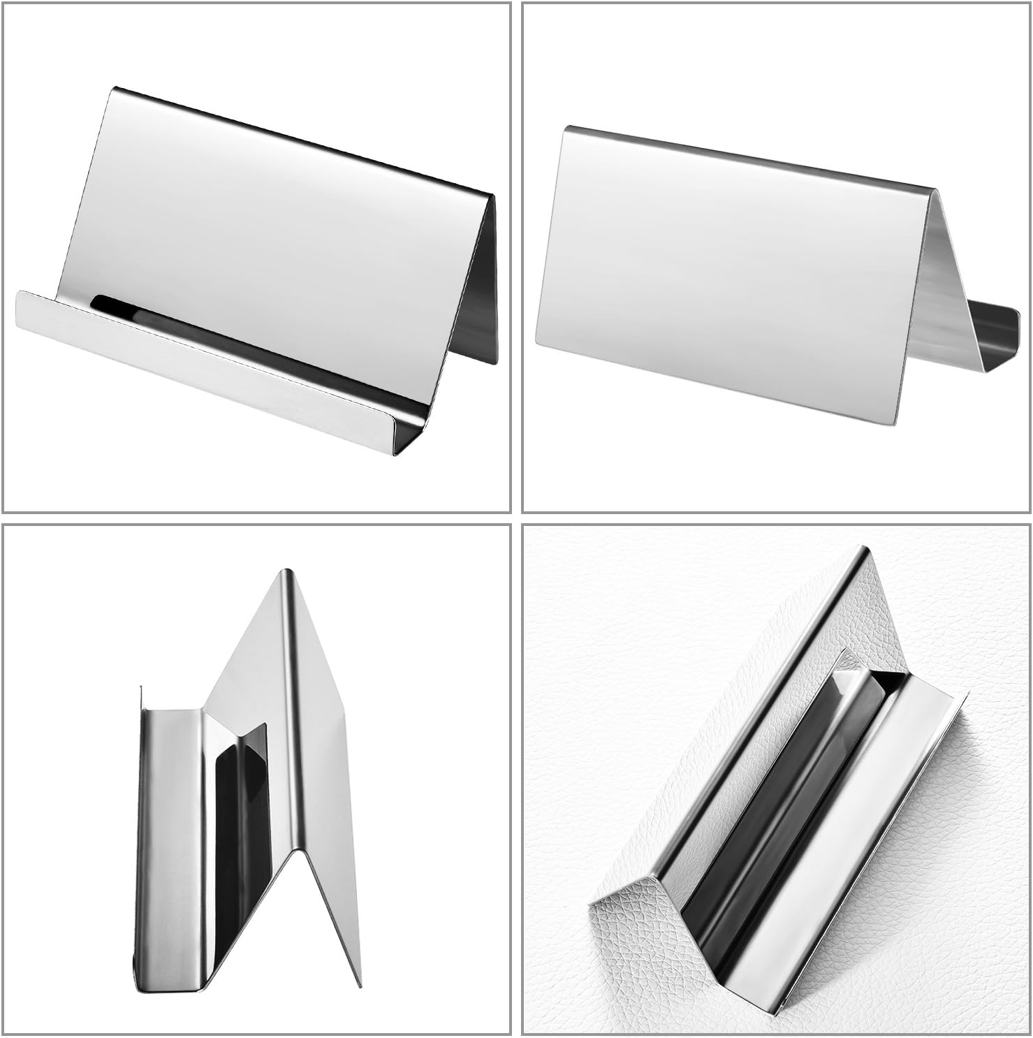 Maxdot 2 Pcs Stainless Steel Business Cards Holders, Silver