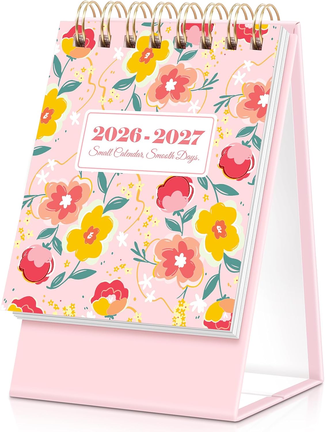 KONVINIT Small Desk Calendar 2026-2027, Floral 2026 Desk Calendar - Runs From January 2026 Until December 2027, 24 Months Mini Desktop Calendar 2026 for School, Home & Office Supplies