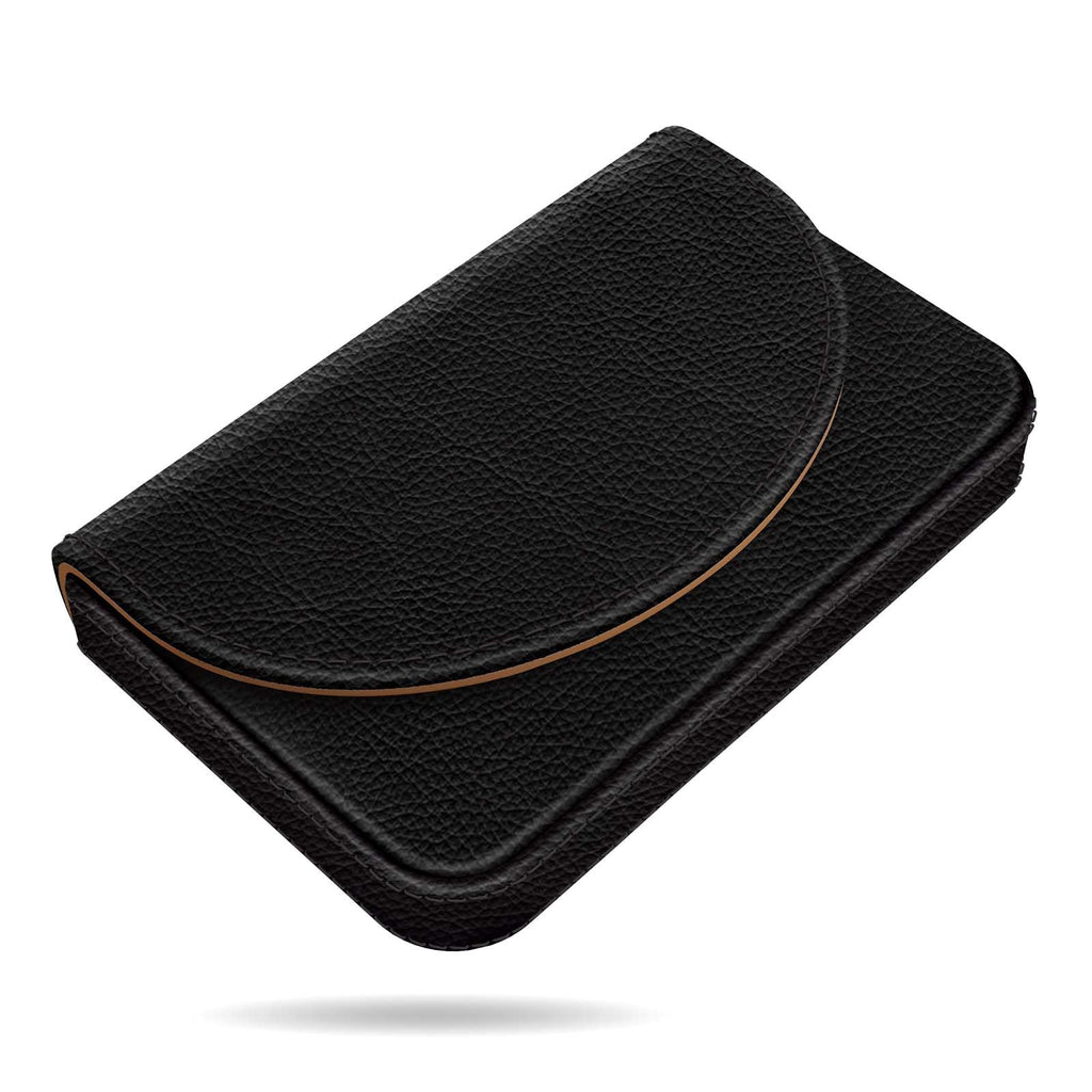 Business Card Holder，PU Leather Business Card Case Color Printing Pattern Card Holder Wallet，Pockets Magnetic Credit Card Holders for Men and Women，Bohemian Leaf