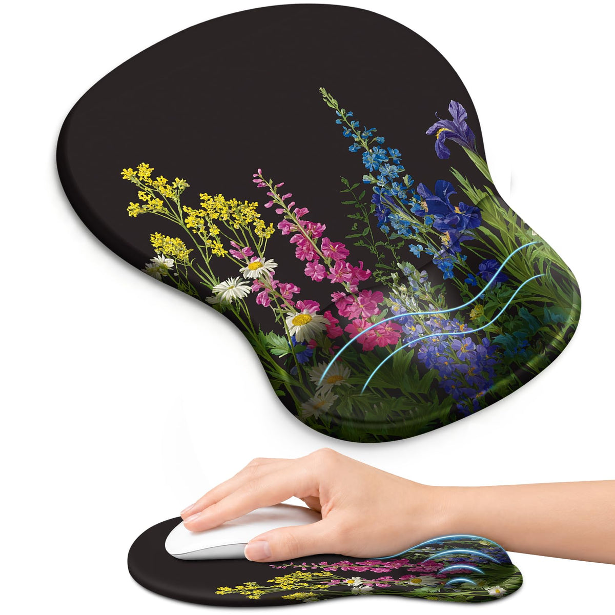 Ergonomic Mouse Pad with Wrist Rest, Gel Wrist Support, Black