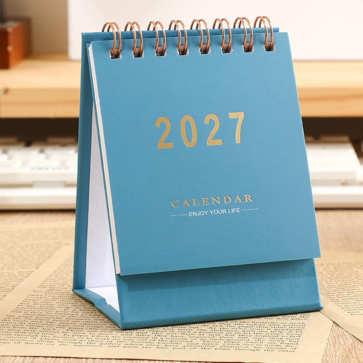 Mini Desk Calendar 2026-2027, Standing Flip Small Desk Calendar- July 2026 to Dec 2027 18 Monthly Desktop Calendar- Thick Paper Twin-Wire Binding for Home or Office (Blue)