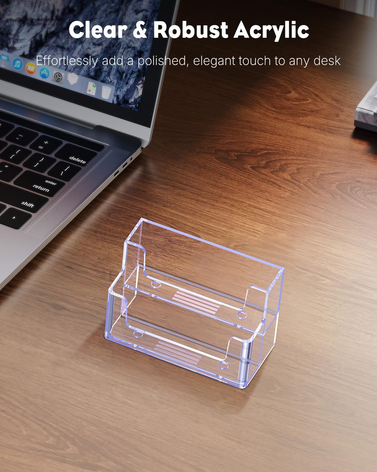 Uniclife 2 Pack Acrylic Business Card Holder for Desk, 120 Card Capacity