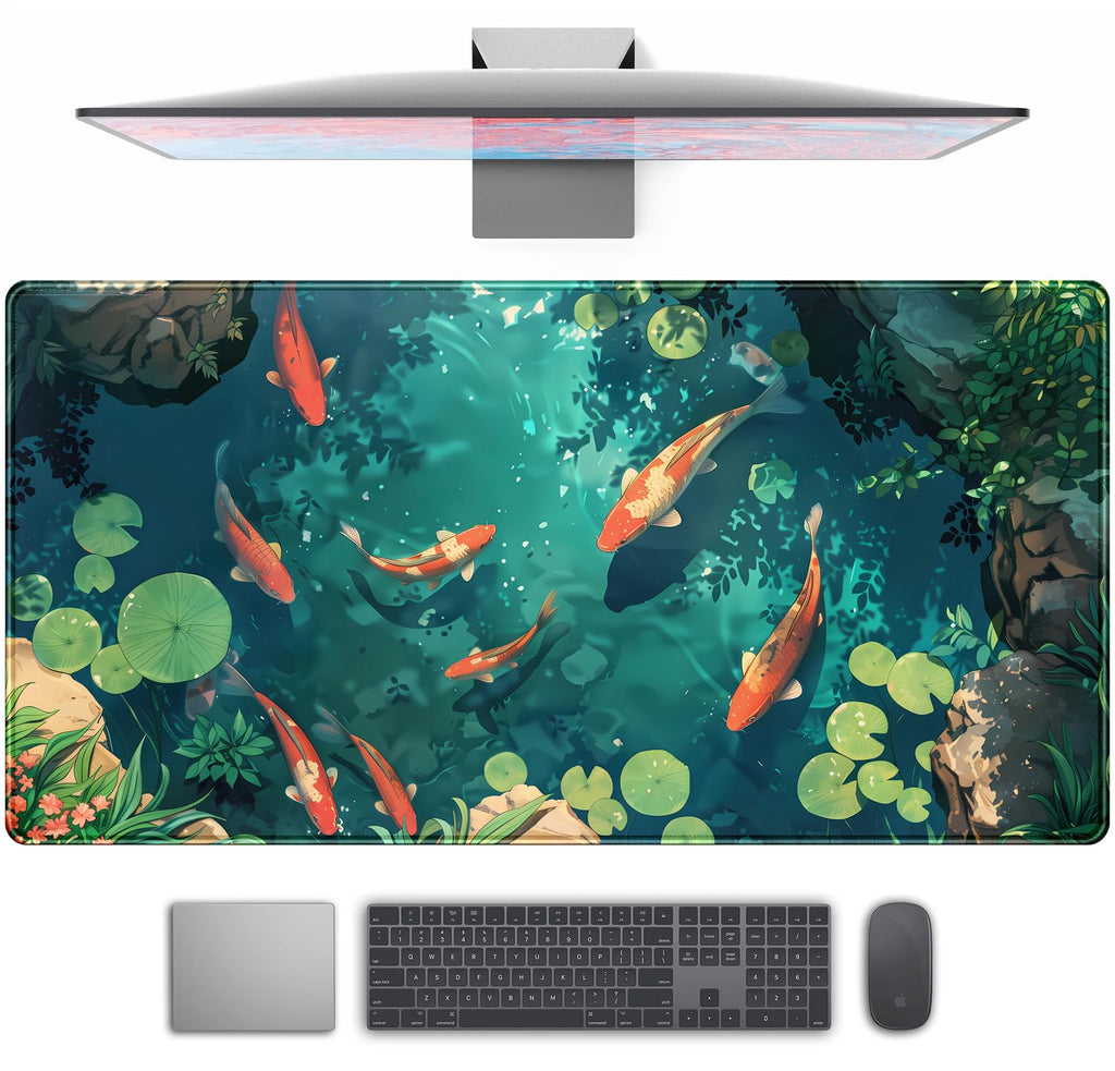 Desk Mat Forest Library Book Mouse Pad Big Desk Pad XXL Extended Gaming Large Mouse Pad for Desk Rubber Base Mousepad with Stitched Edges, Keyboard Mouse Mat for Work Game Office Home 31.5x15.7 in
