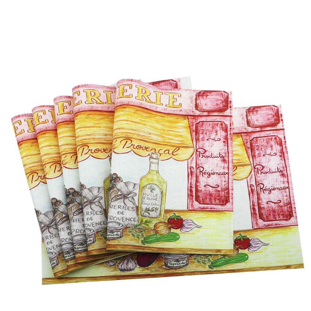 Place Mats PVC Set of 6, Table Placemats Set of 6 PVC Table Mats Natural Color (6 pcs, Red Leaves)