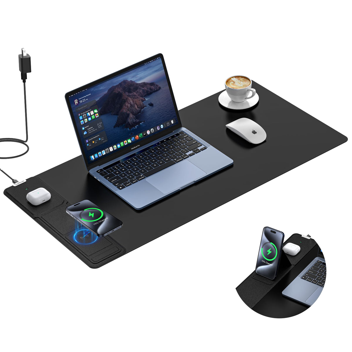 TopMade Wireless Charging Mouse Pad, 31.5"x15.75" XXL Large Desk Pad