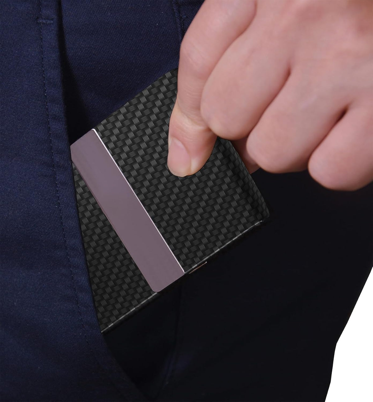 Business Card Holder PU Leather&Metal Business Card Case,Black1