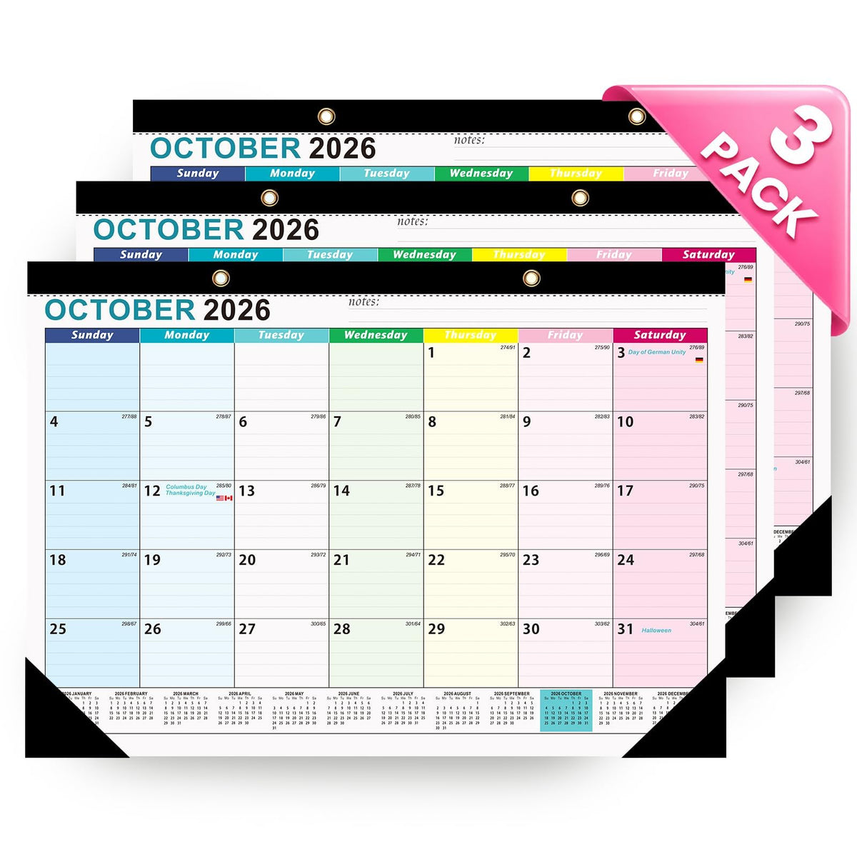 Desk Calendar 2026-2027 - Ougesi 19 Month Desk Top Calendar, 17x12''