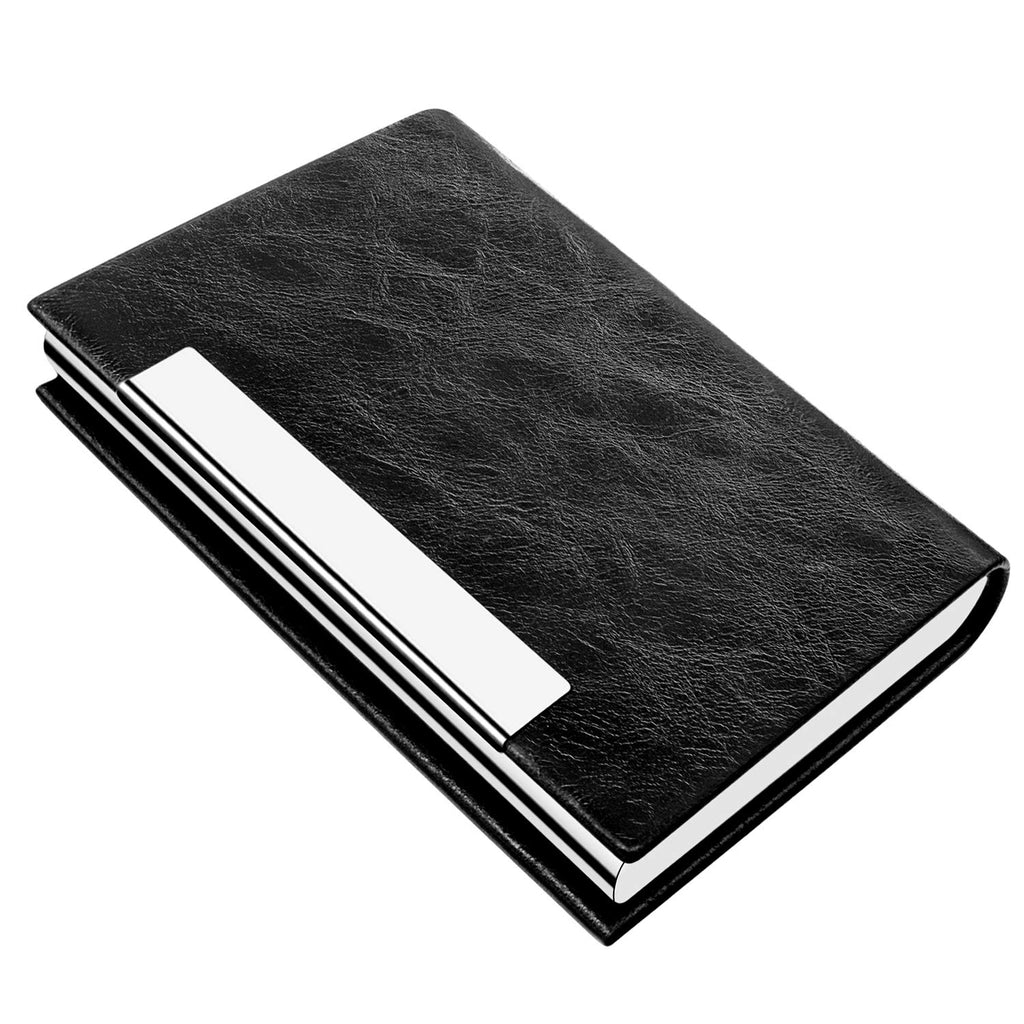Padike Business Card Holder/ Case Professional PU Leather & Stainless Steel Multi Wallet Credit Card ID Case/Holder for Men & Women. (Black)