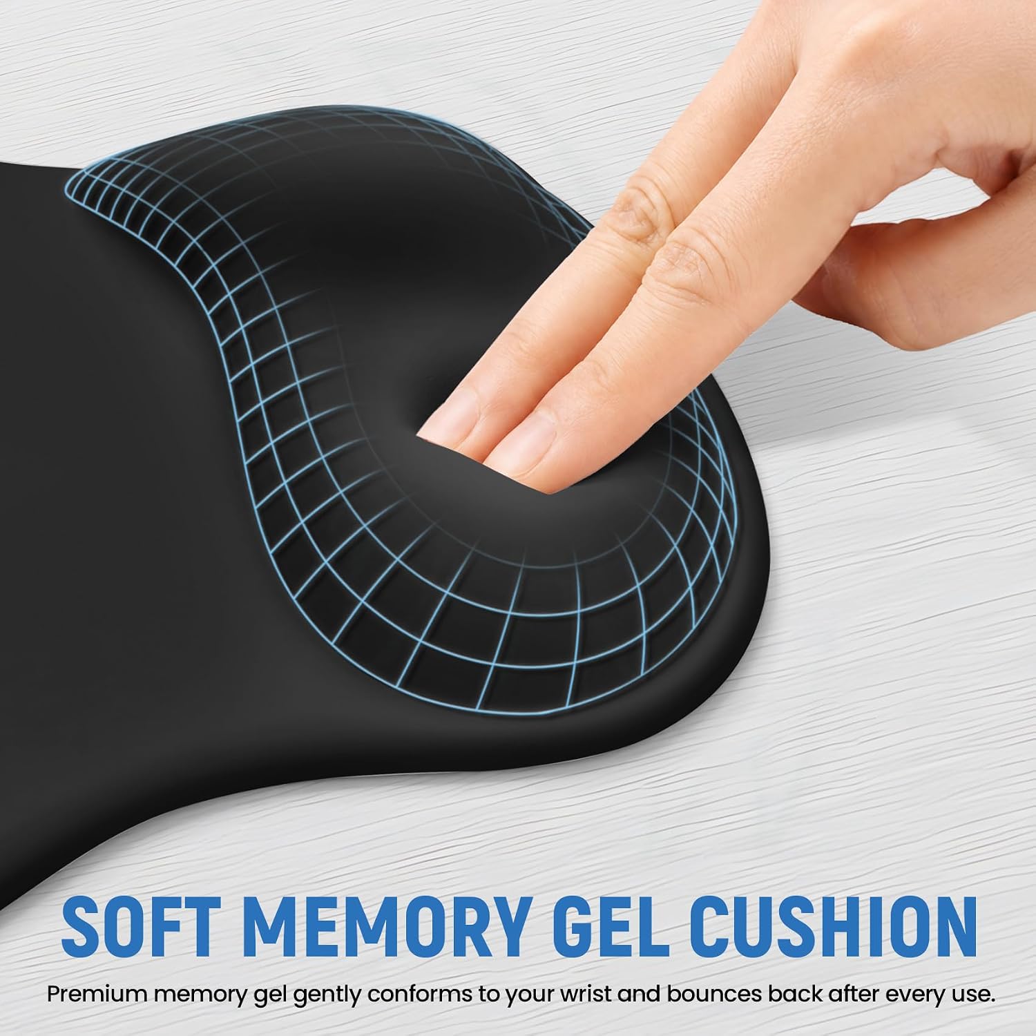 Ergonomic Mouse Pad with Wrist Rest, Gel Wrist Support, Black