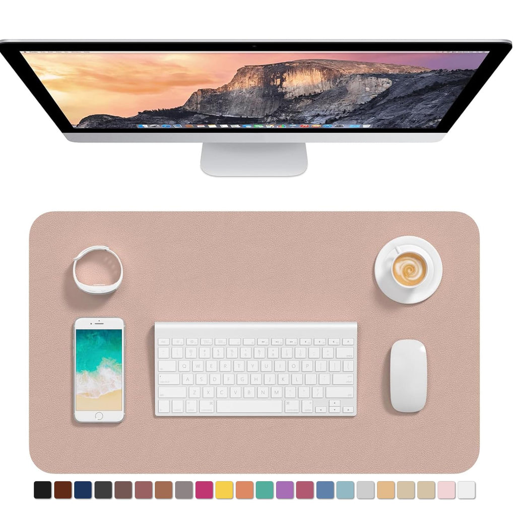 Hsurbtra Desk Pad, 30" x 14" PU Leather Desk Mat, XL Extended Mouse Pad, Waterproof Desktop Blotter Protector, Non-Slip Ultra Thin Large Laptop Keyboard Writing Mat for Office Home, Pink
