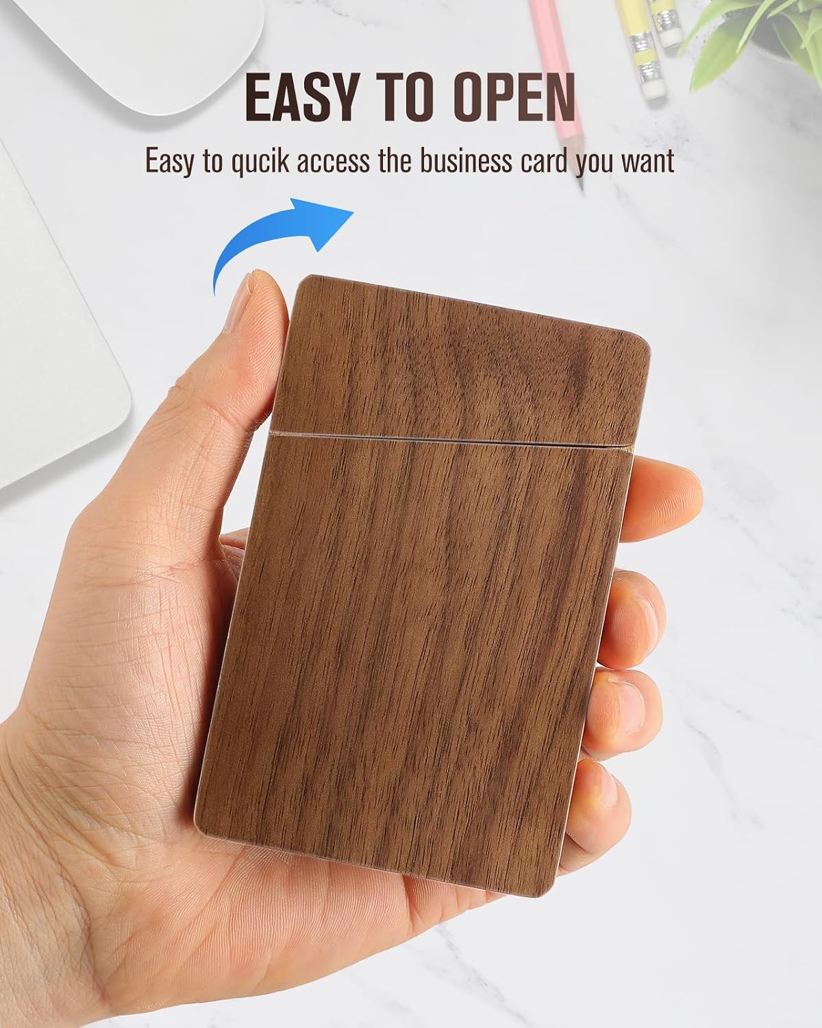 MaxGear Portable Wooden Business Card Holder