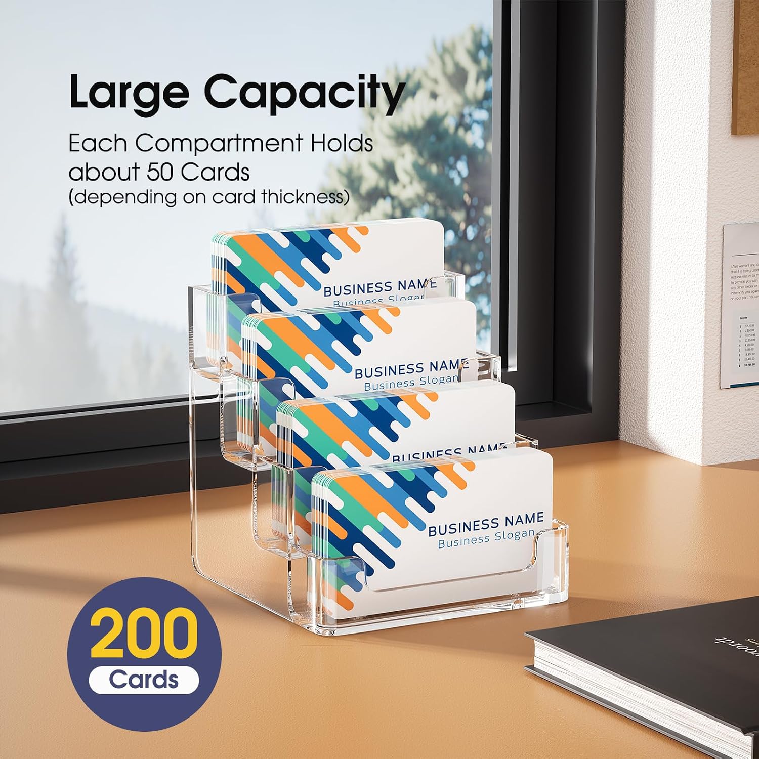 MaxGear Acrylic Business Card Holder, 320 Cards Capacity, 4 Pocket, 2 Pack