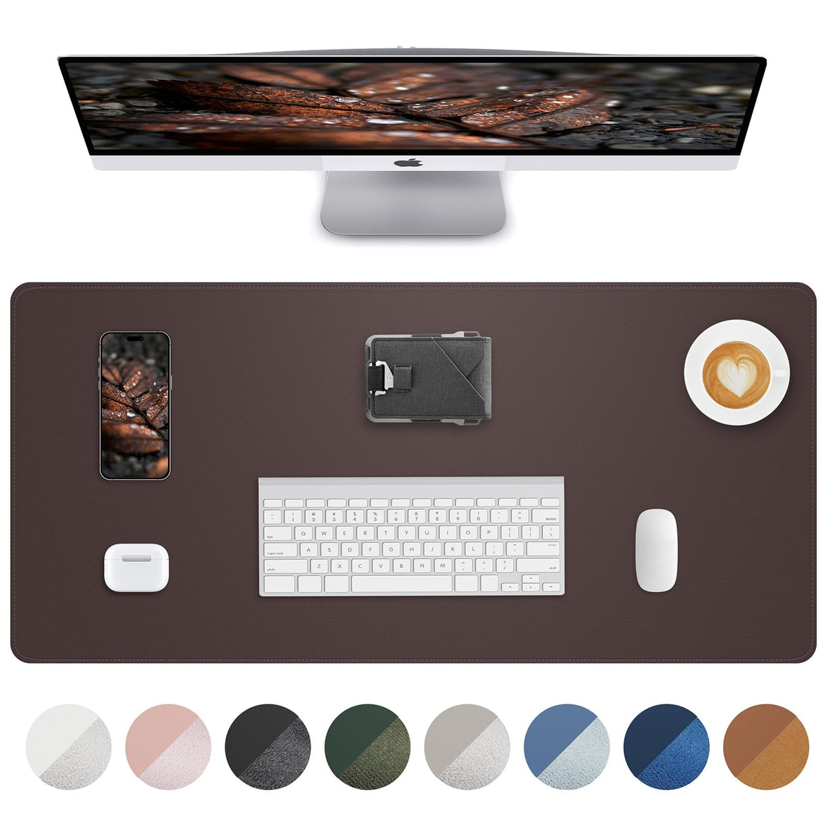 AFIING Large Desk Mat 55" x 24" - PU Leather Desk Pad Protector, Waterproof Non-Slip Extended Mouse Pad for Office Desk, Keyboard, Laptop and Home Workspace (Black)