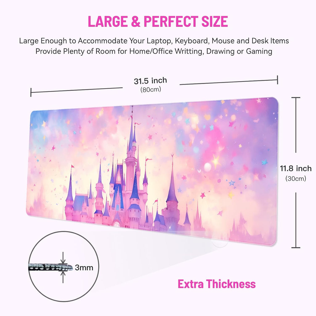 Cute Desk Mat for Keyboard Desktop Extra Large Mouse Pad, Castle
